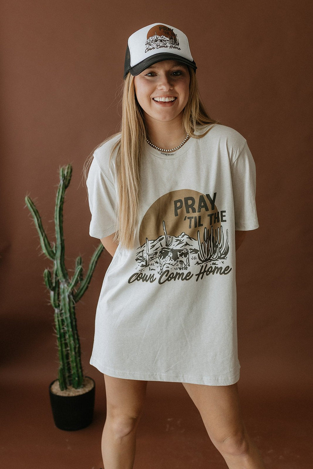 Wild Junkie Pray Til The Cows Come Home Graphic Tee — detail close-up