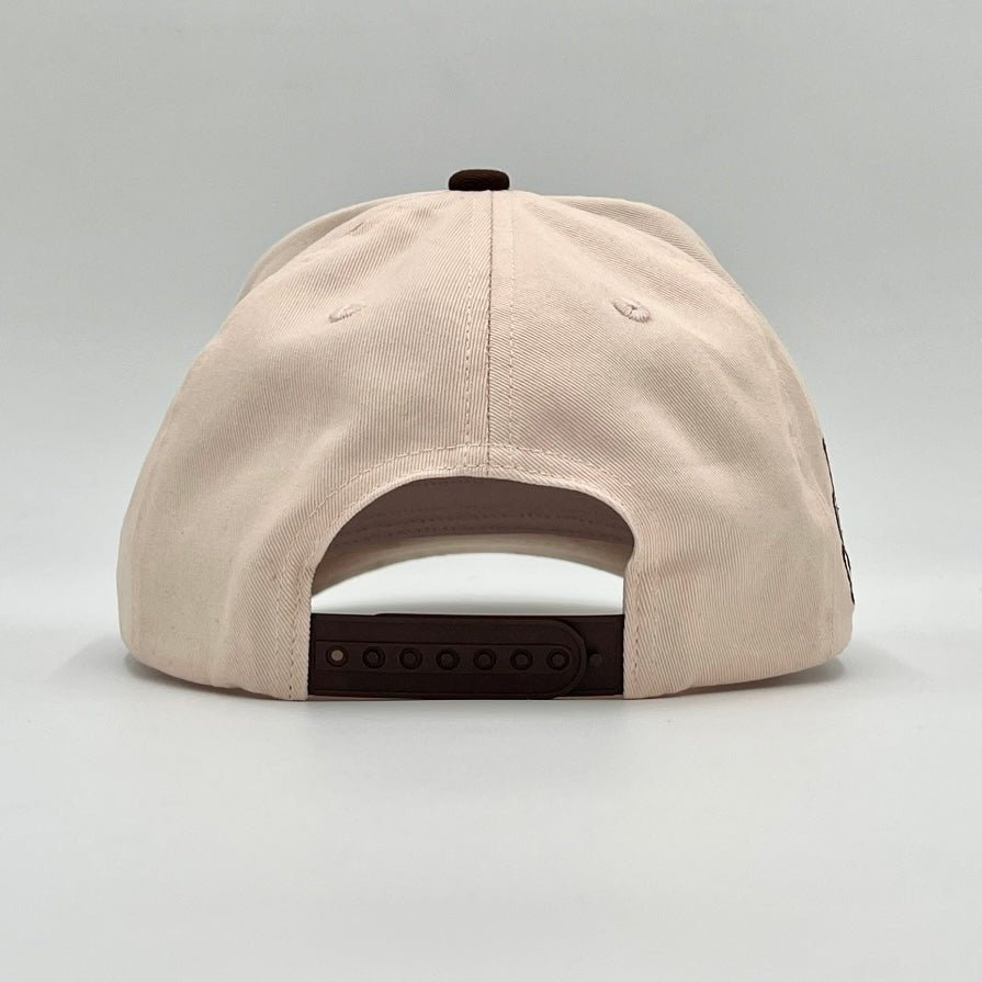 Malta Apparel ‘YHWH’ Structured SnapBack - Cream/Brown — back view