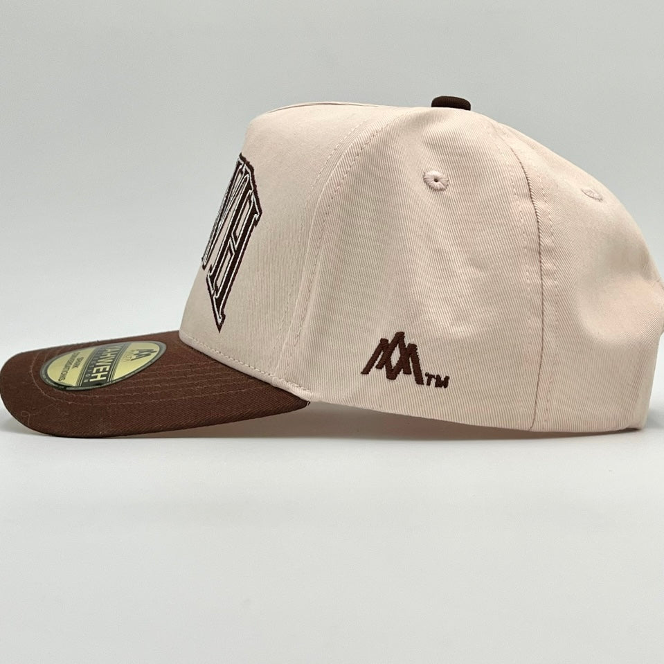 Malta Apparel ‘YHWH’ Structured SnapBack - Cream/Brown — alternative angle