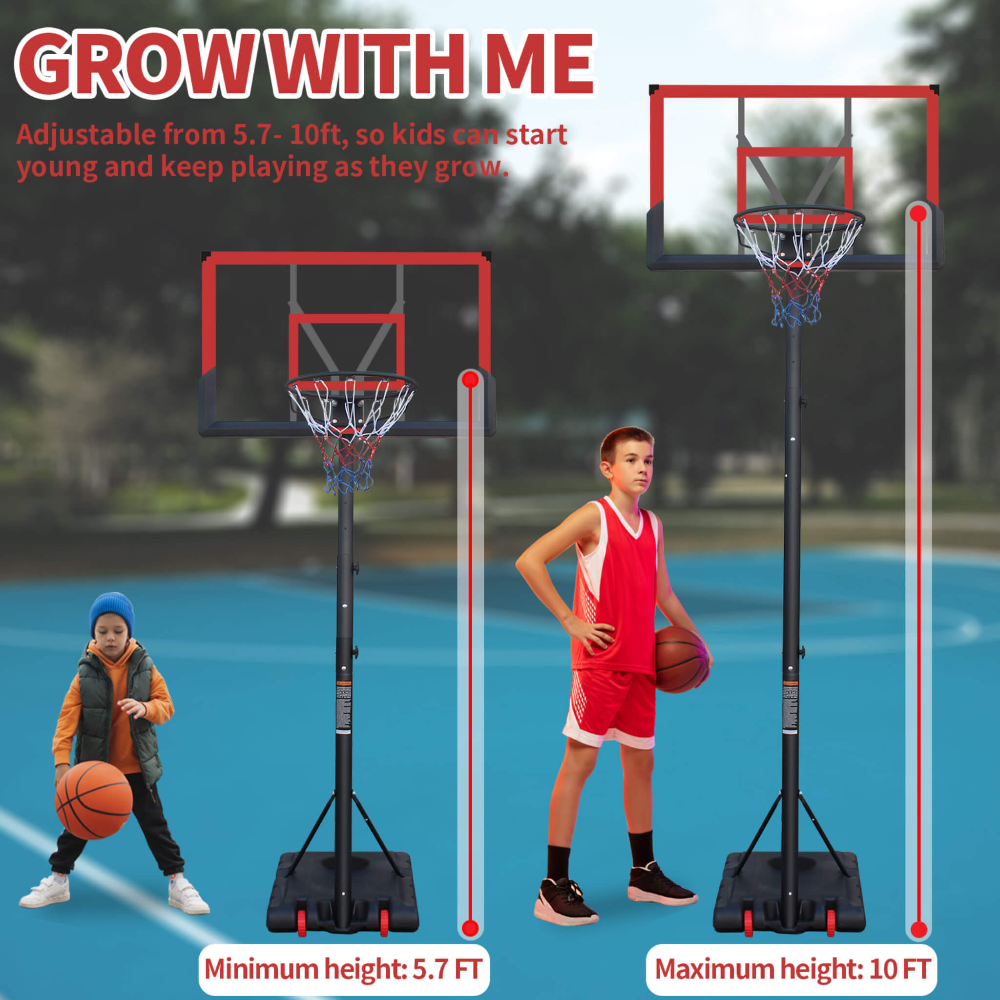 Premium 10FT Outdoor Portable Adjustable Basketball Hoop With Wheels (SAK31961) – SAKSBY WHOLESALE, view 4
