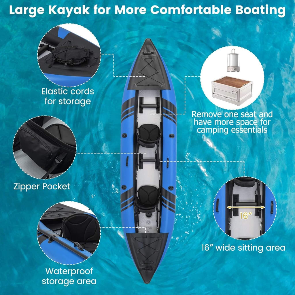 Premium 12FT 2-Person Inflatable Tandem Kayak Kit With Pump And Paddles (SAK94816) – SAKSBY WHOLESALE, view 3