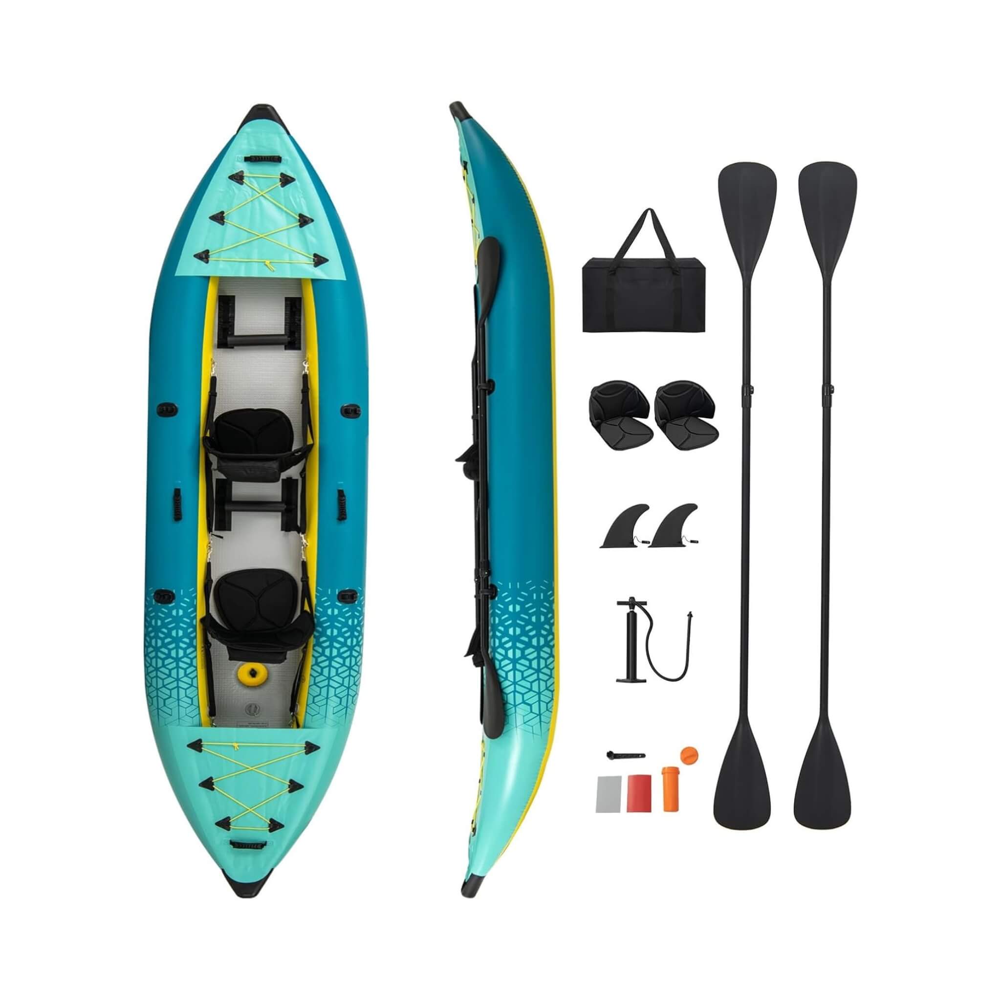 Premium 12FT 2-Person Inflatable Tandem Kayak Kit With Pump And Paddles (SAK94816) – SAKSBY WHOLESALE, view 12