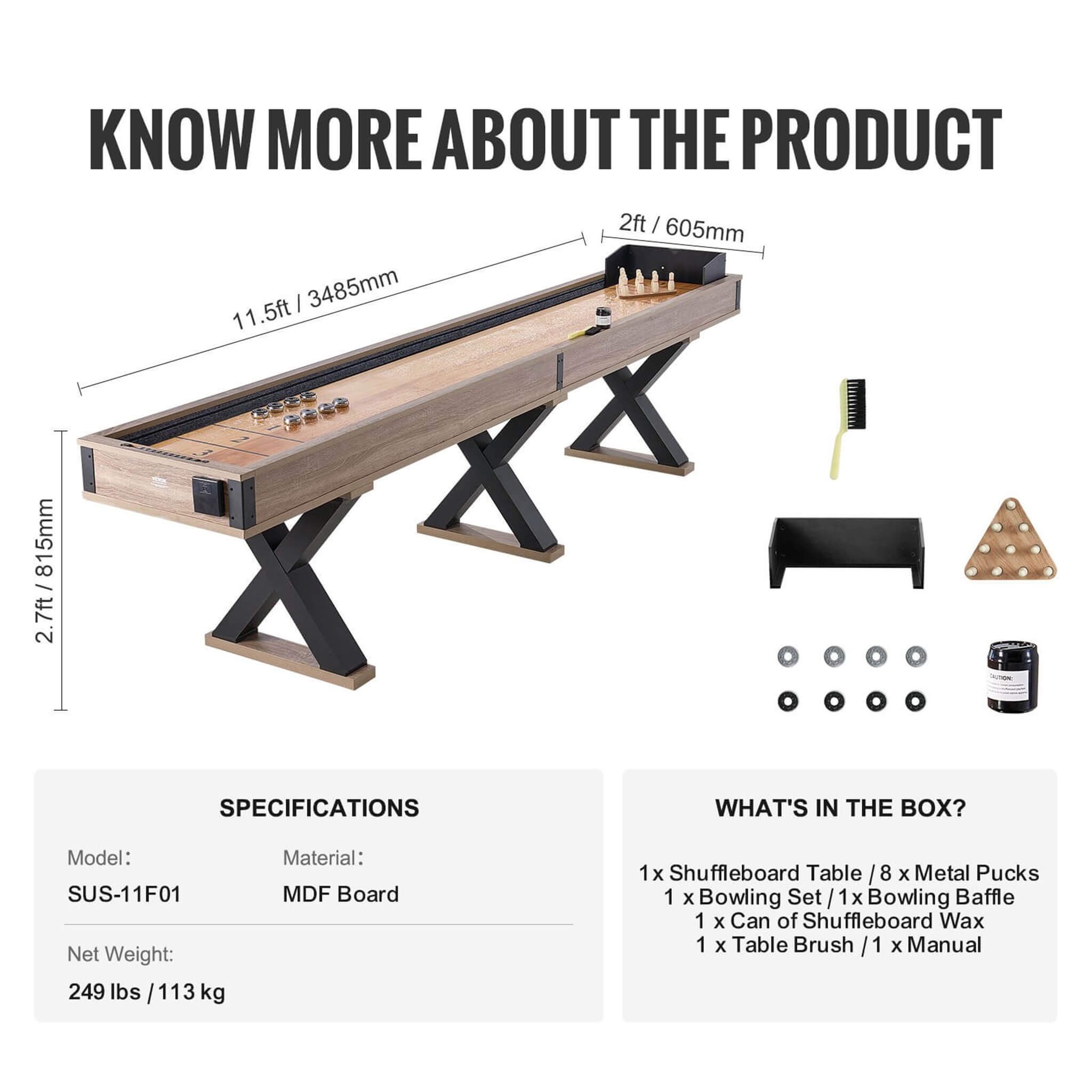 Premium 2-In-1 Shuffleboard Game Table Set With Bowling Combo (SAK81698) – SAKSBY WHOLESALE, view 11