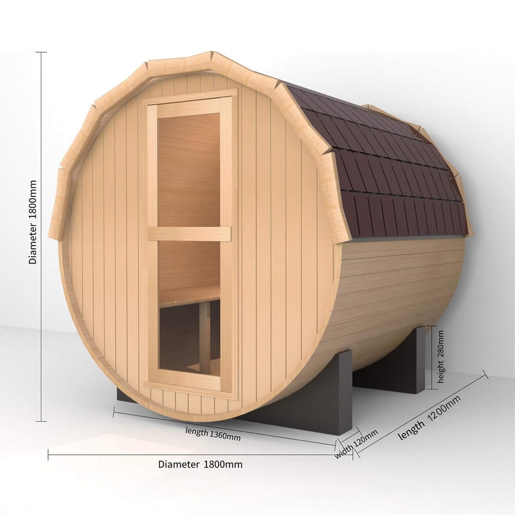 Thermora Haven Premium All-Weather Outdoor Pinewood Barrel Sauna Kit With 4.5KW Heater And Tempered Glass Window (SAK91462) –