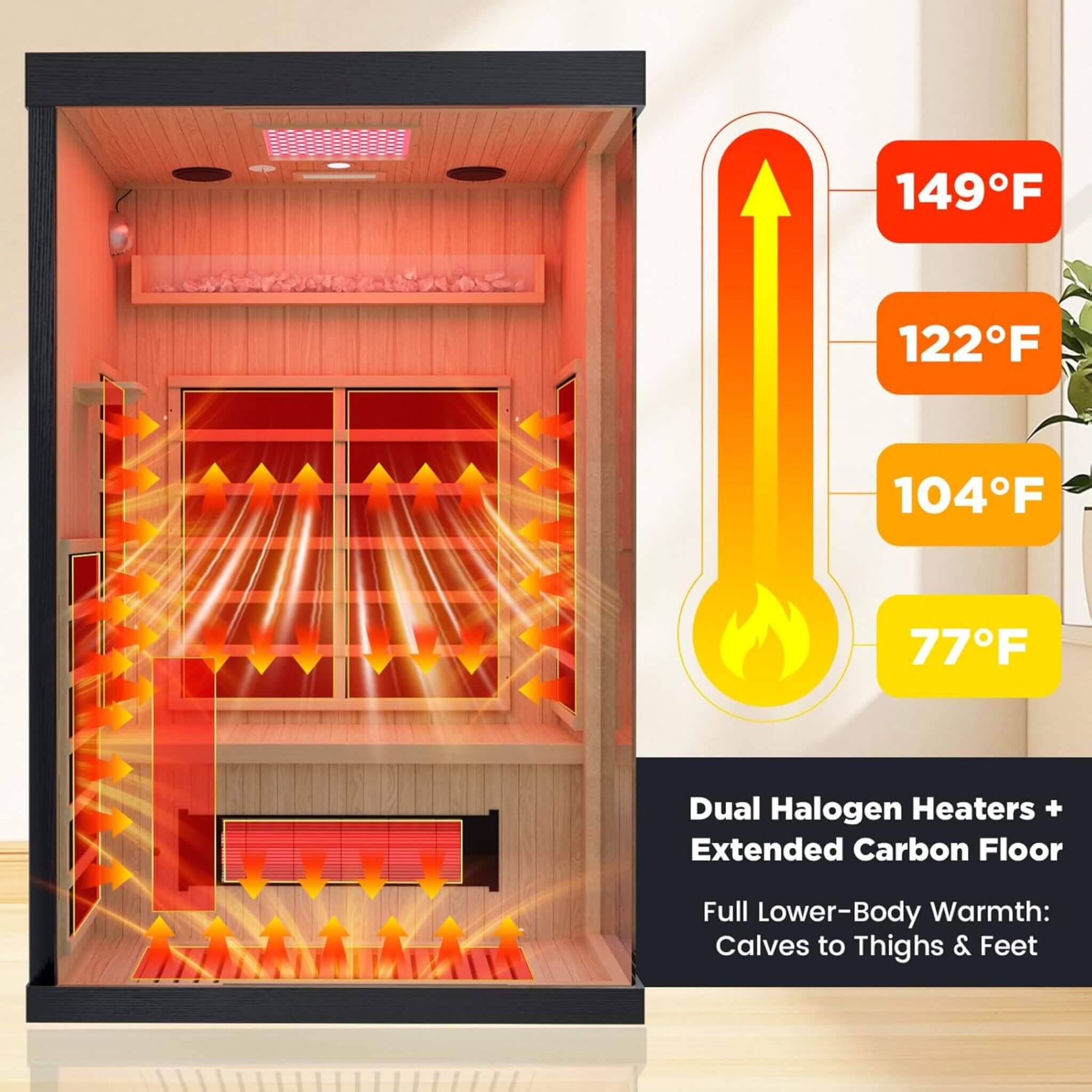 Thermora Pandora Premium 2-Person Indoor Infrared Sauna With Red Light Therapy And Himalayan Salt Rocks (SAK67305) – SAKSBY W
