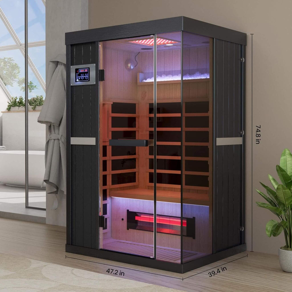Thermora Pandora Premium 2-Person Indoor Infrared Sauna With Red Light Therapy And Himalayan Salt Rocks (SAK67305) – SAKSBY W
