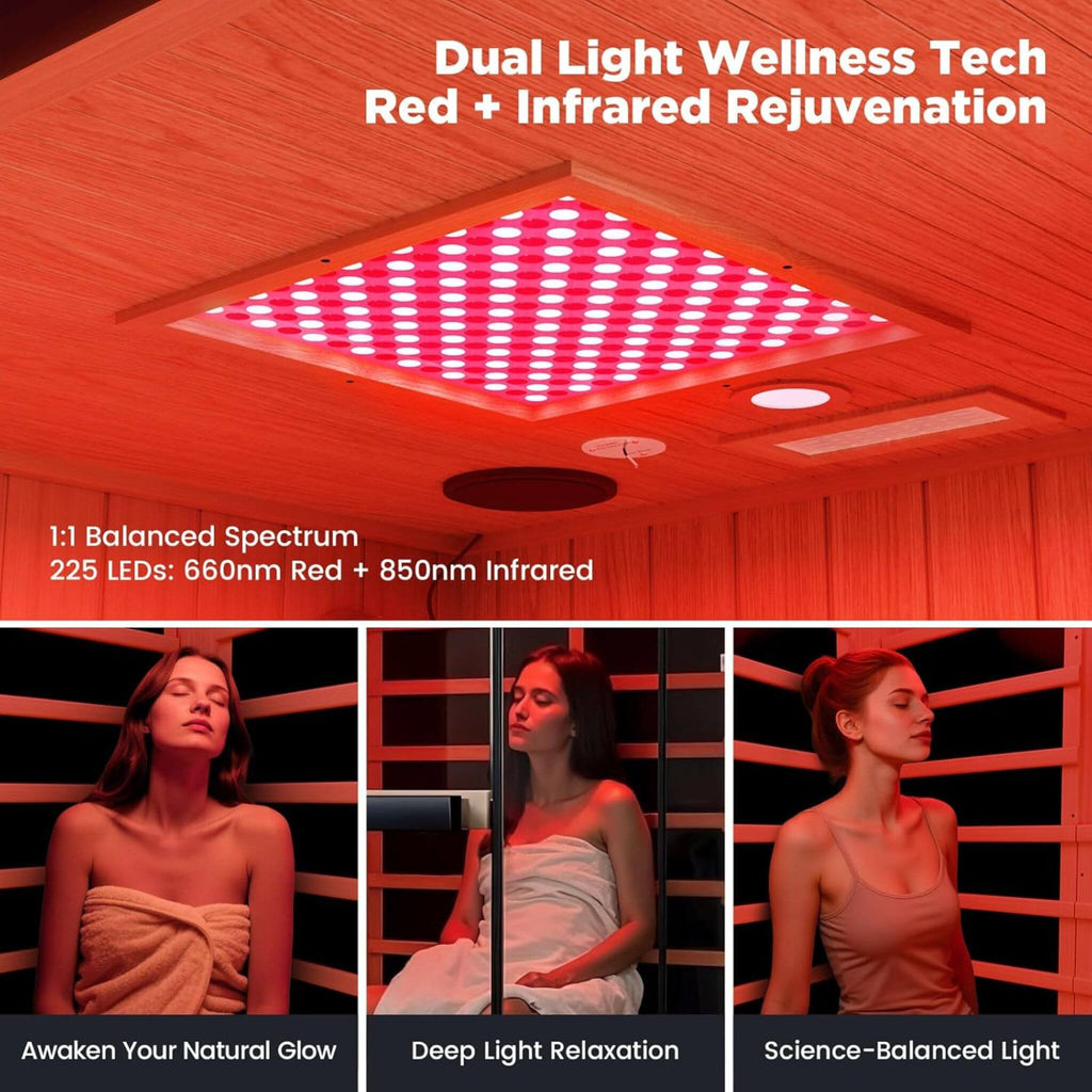 Thermora Pandora Premium 2-Person Indoor Infrared Sauna With Red Light Therapy And Himalayan Salt Rocks (SAK67305) – SAKSBY W