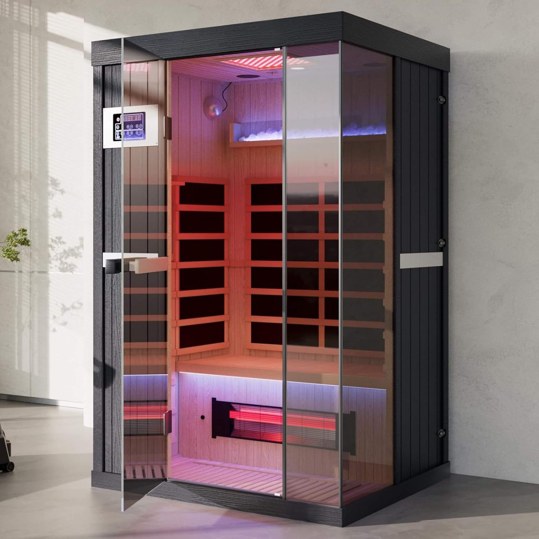 Thermora Pandora Premium 2-Person Indoor Infrared Sauna With Red Light Therapy And Himalayan Salt Rocks (SAK67305) – SAKSBY W