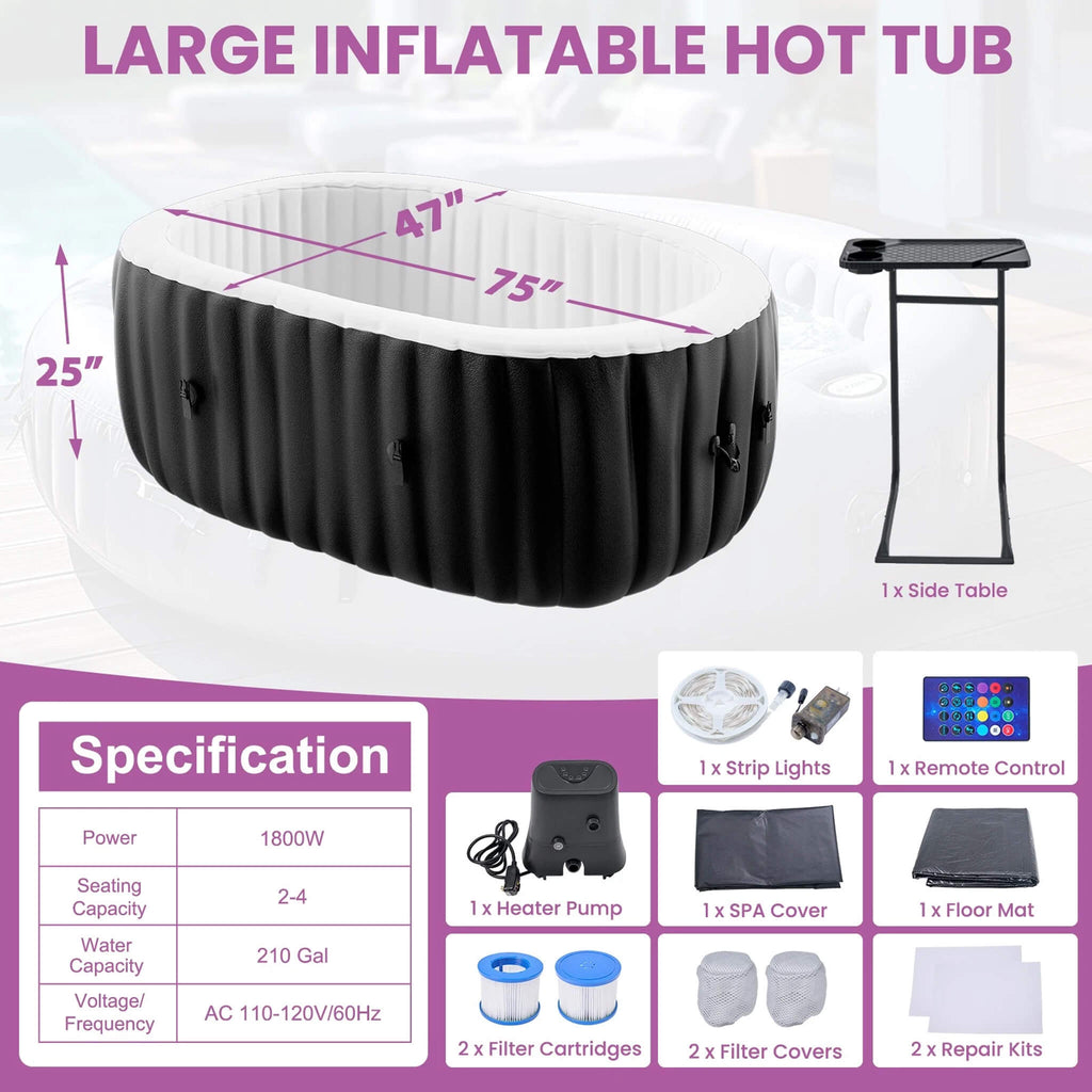 Premium 2-Person Inflatable Hot Tub Kit With 8-Color LED Lights (SAK98431) – SAKSBY WHOLESALE, view 7