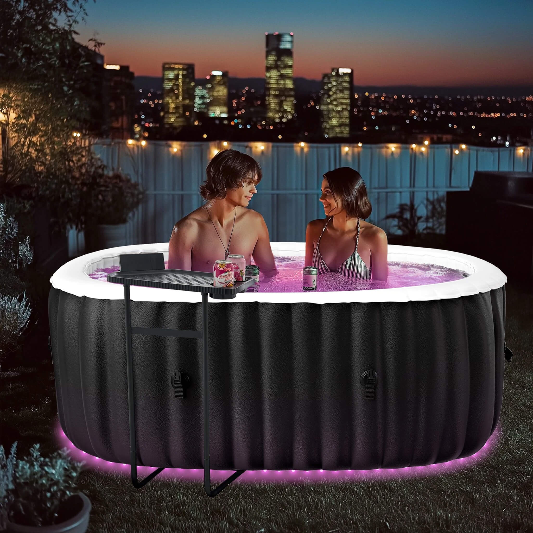 Premium 2-Person Inflatable Hot Tub Kit With 8-Color LED Lights (SAK98431) – SAKSBY WHOLESALE, view 5