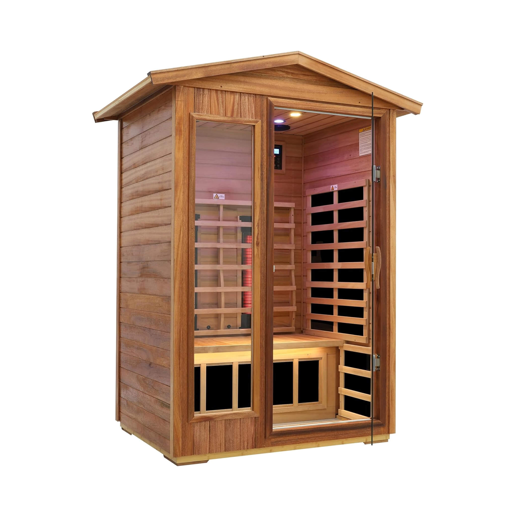 Thermora Alveron 2-Person Outdoor Mahogany Low EMF Far Infrared Sauna With Bluetooth Audio And LED Lights (SAK83719) – SAKSBY