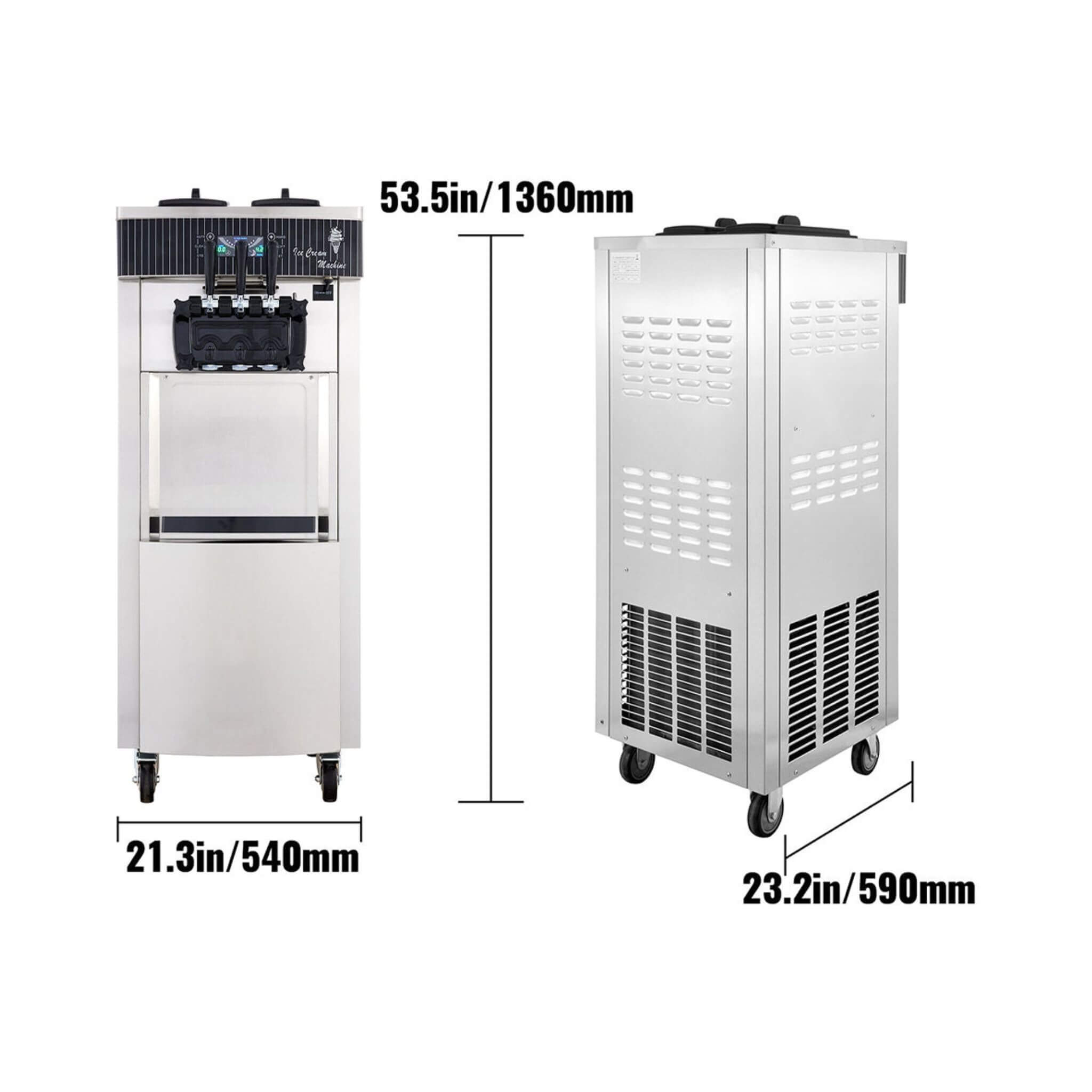 Premium 3-Flavors 20-28L/H Commercial Soft Serve Yogurt Ice Cream Machine Maker (SAK97524) – SAKSBY WHOLESALE, view 12