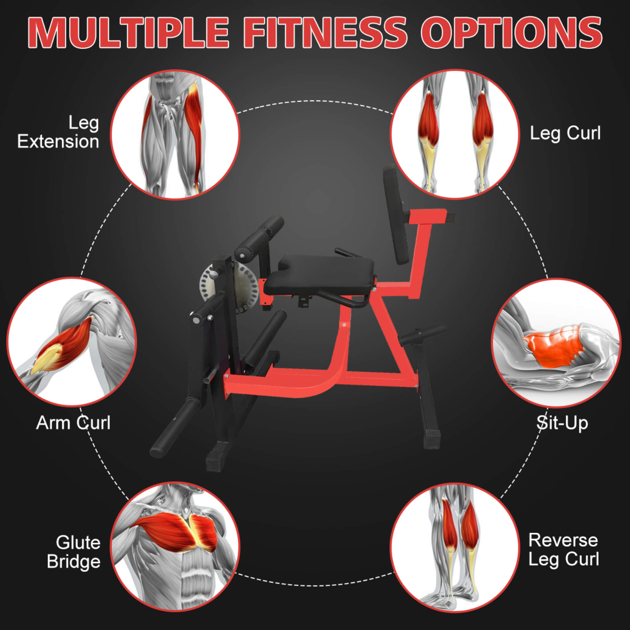 Rovix Premium 3-In-1 Multi-Functional Adjustable Leg Extension And Curl Machine For Lower Body Workouts (SAK21427) – SAKSBY W