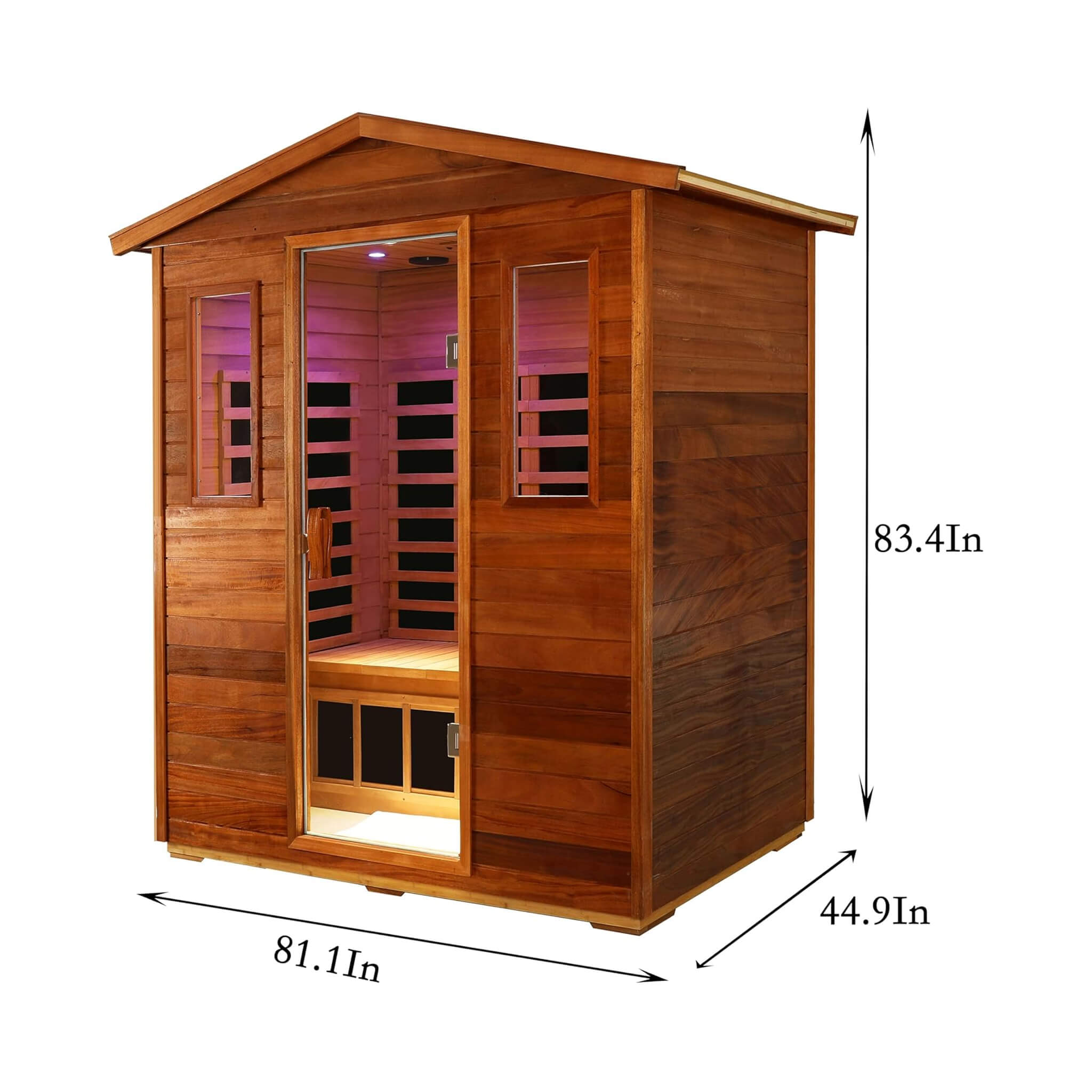 Thermora Vanta Luxury 3-Person Outdoor Mahogany Full Spectrum Ultra-Low EMF FAR Infrared Sauna With Chromotherapy And Bluetoo