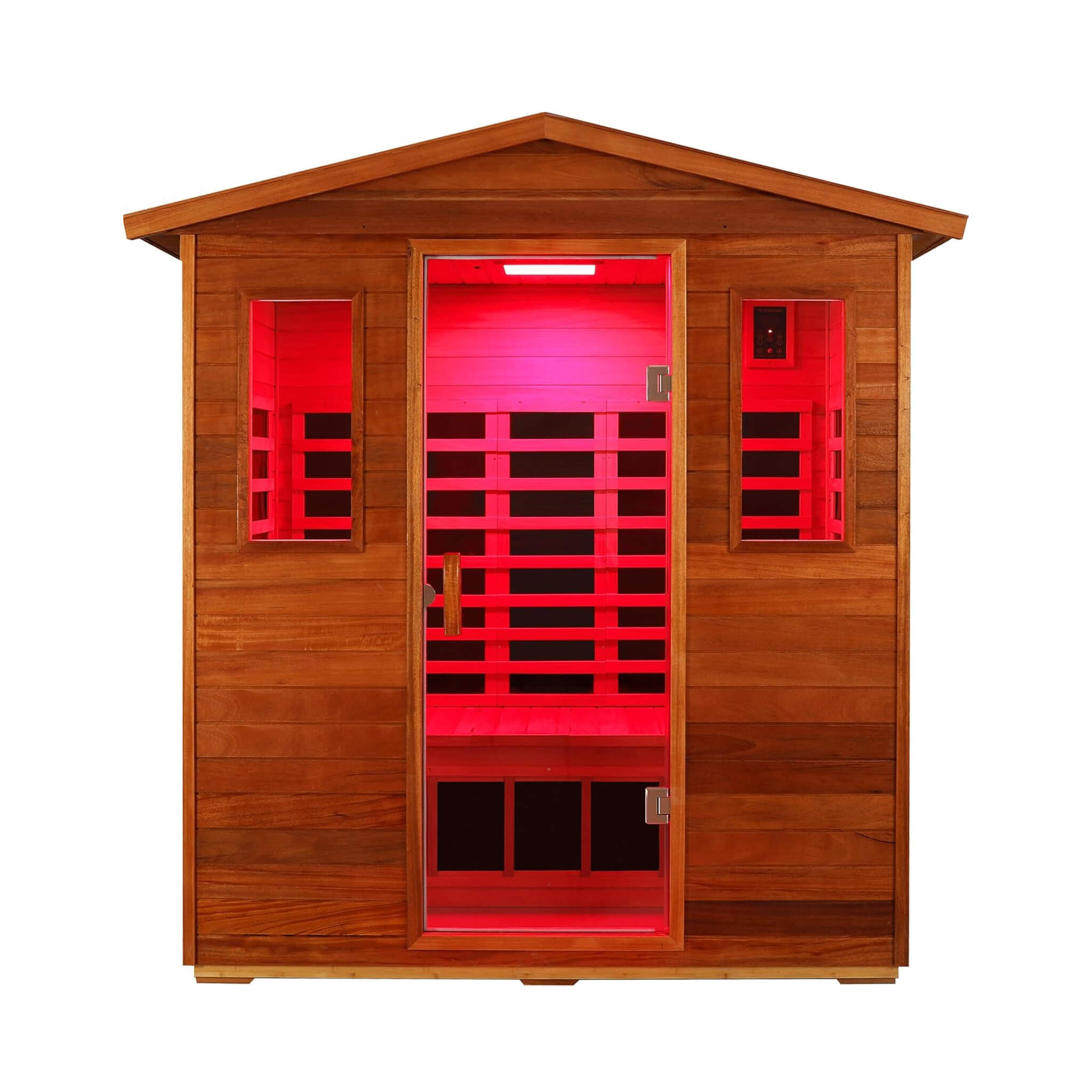 Thermora Vanta Luxury 3-Person Outdoor Mahogany Full Spectrum Ultra-Low EMF FAR Infrared Sauna With Chromotherapy And Bluetoo