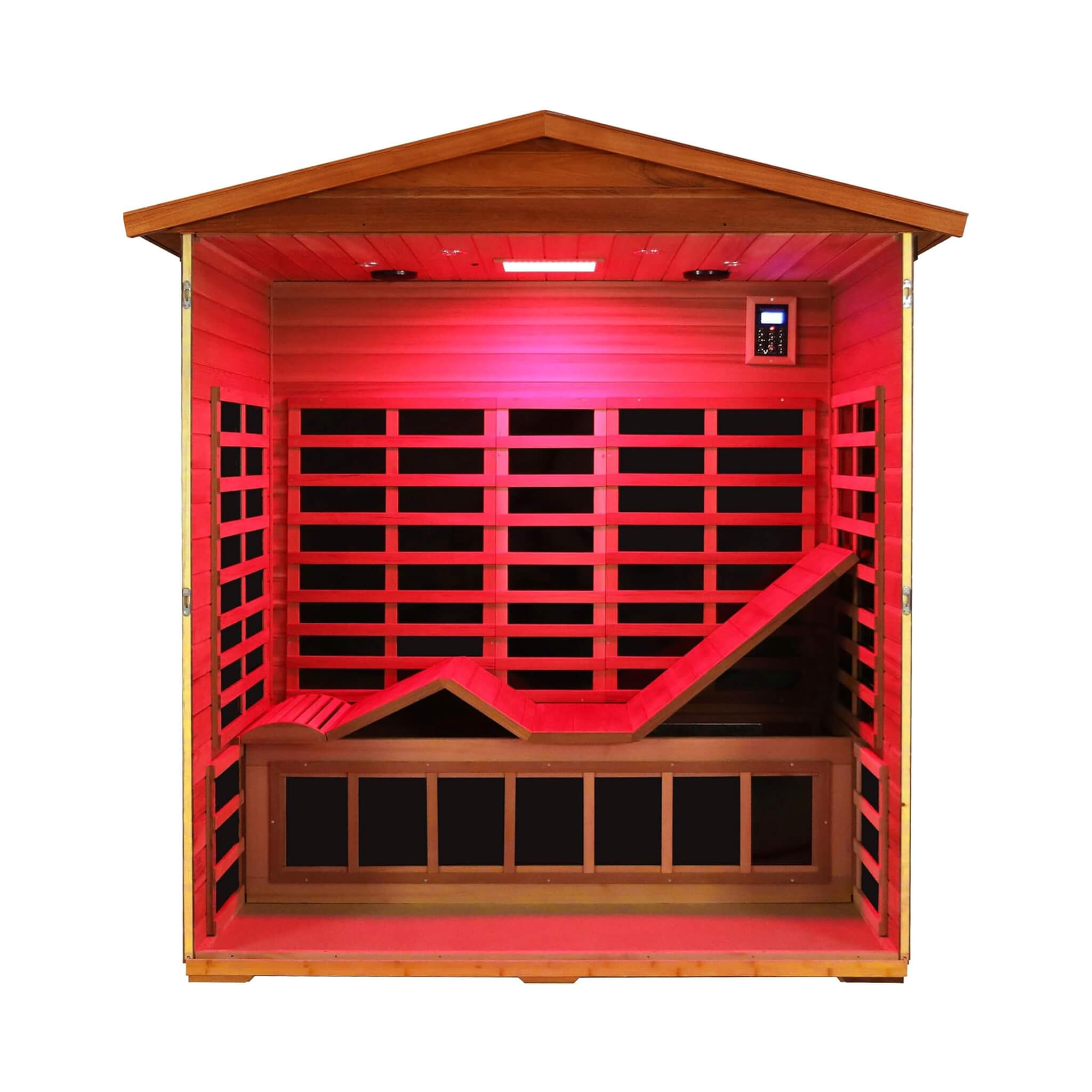 Thermora Vanta Luxury 3-Person Outdoor Mahogany Full Spectrum Ultra-Low EMF FAR Infrared Sauna With Chromotherapy And Bluetoo