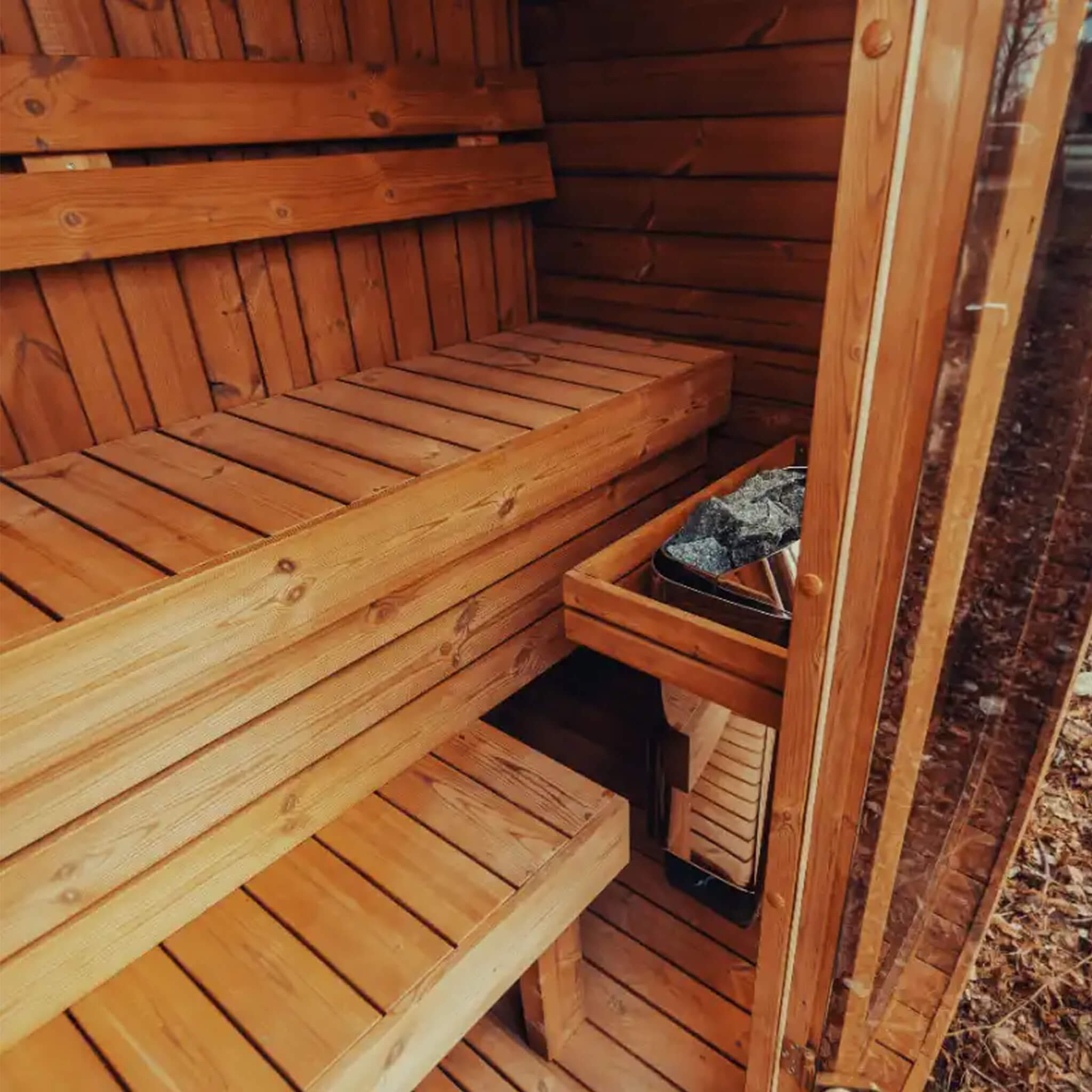 Premium 3-Person Outdoor Scandinavian ThermoWood Cube Sauna Kit With LED Lighting (SAK47582) – SAKSBY WHOLESALE, view 6
