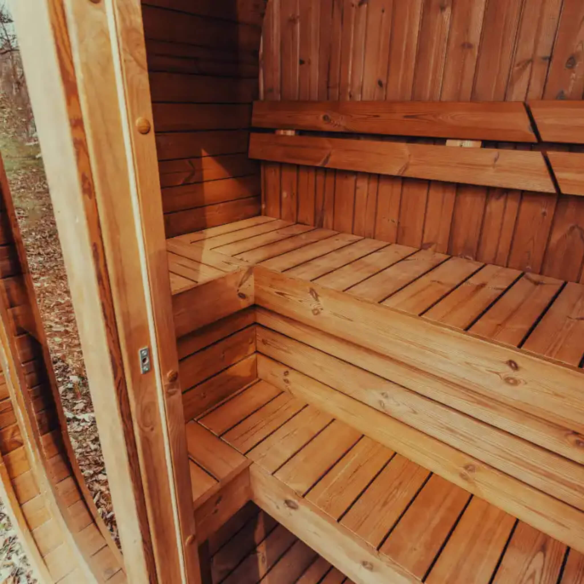 Premium 3-Person Outdoor Scandinavian ThermoWood Cube Sauna Kit With LED Lighting (SAK47582) – SAKSBY WHOLESALE, view 4