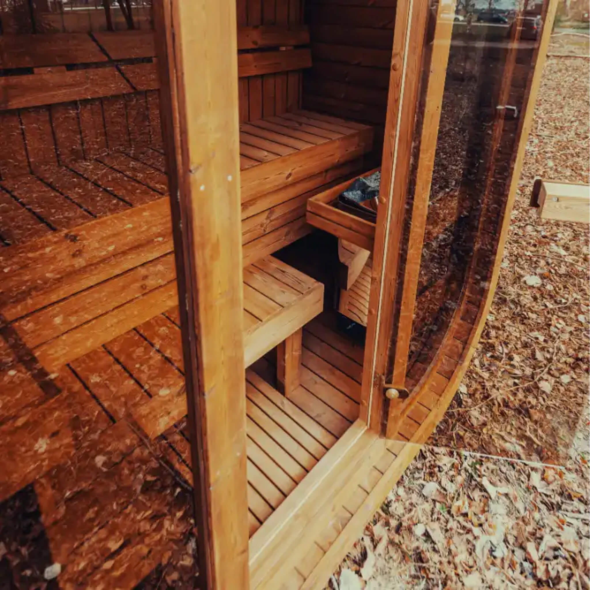 Premium 3-Person Outdoor Scandinavian ThermoWood Cube Sauna Kit With LED Lighting (SAK47582) – SAKSBY WHOLESALE, view 7