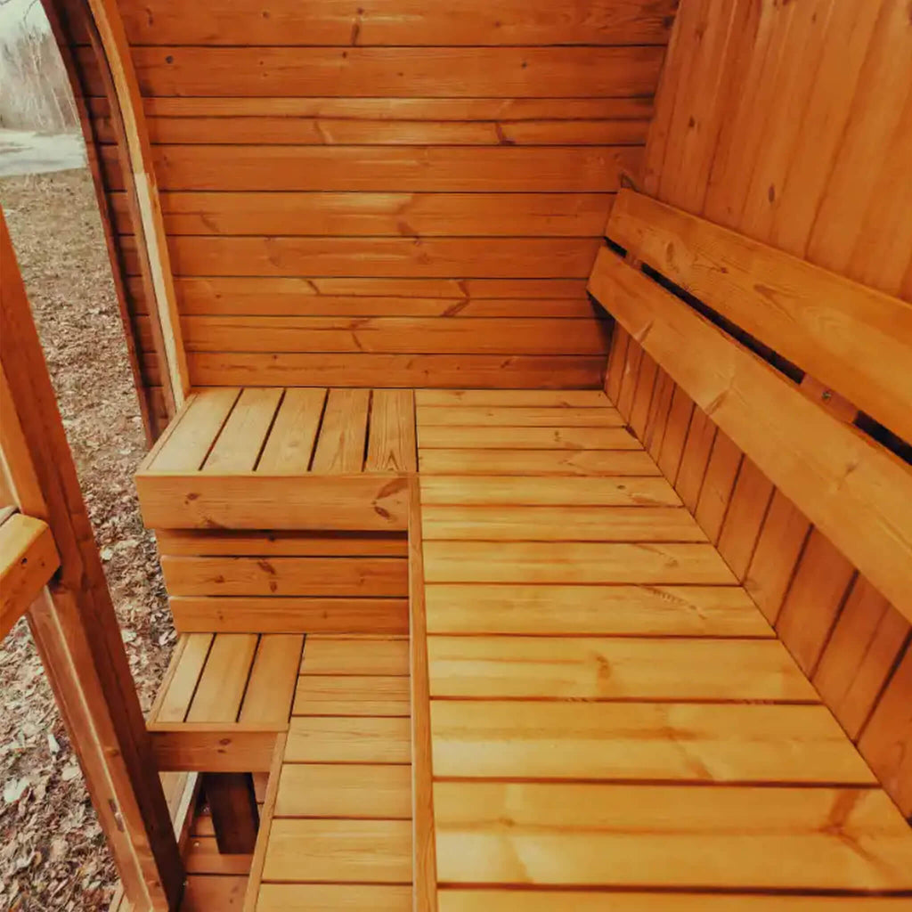 Premium 3-Person Outdoor Scandinavian ThermoWood Cube Sauna Kit With LED Lighting (SAK47582) – SAKSBY WHOLESALE, view 3