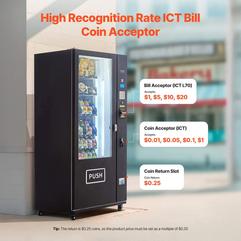 Premium 36-Slot Combo Vending Machine With ICT Bill And Coin Acceptor (SAK31832) – SAKSBY WHOLESALE, view 3