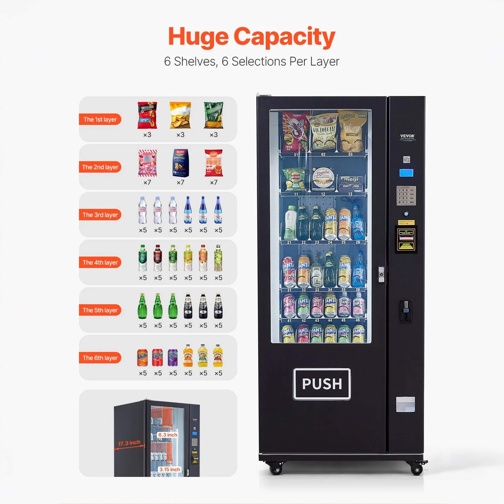 Premium 36-Slot Combo Vending Machine With ICT Bill And Coin Acceptor (SAK31832) – SAKSBY WHOLESALE, view 8