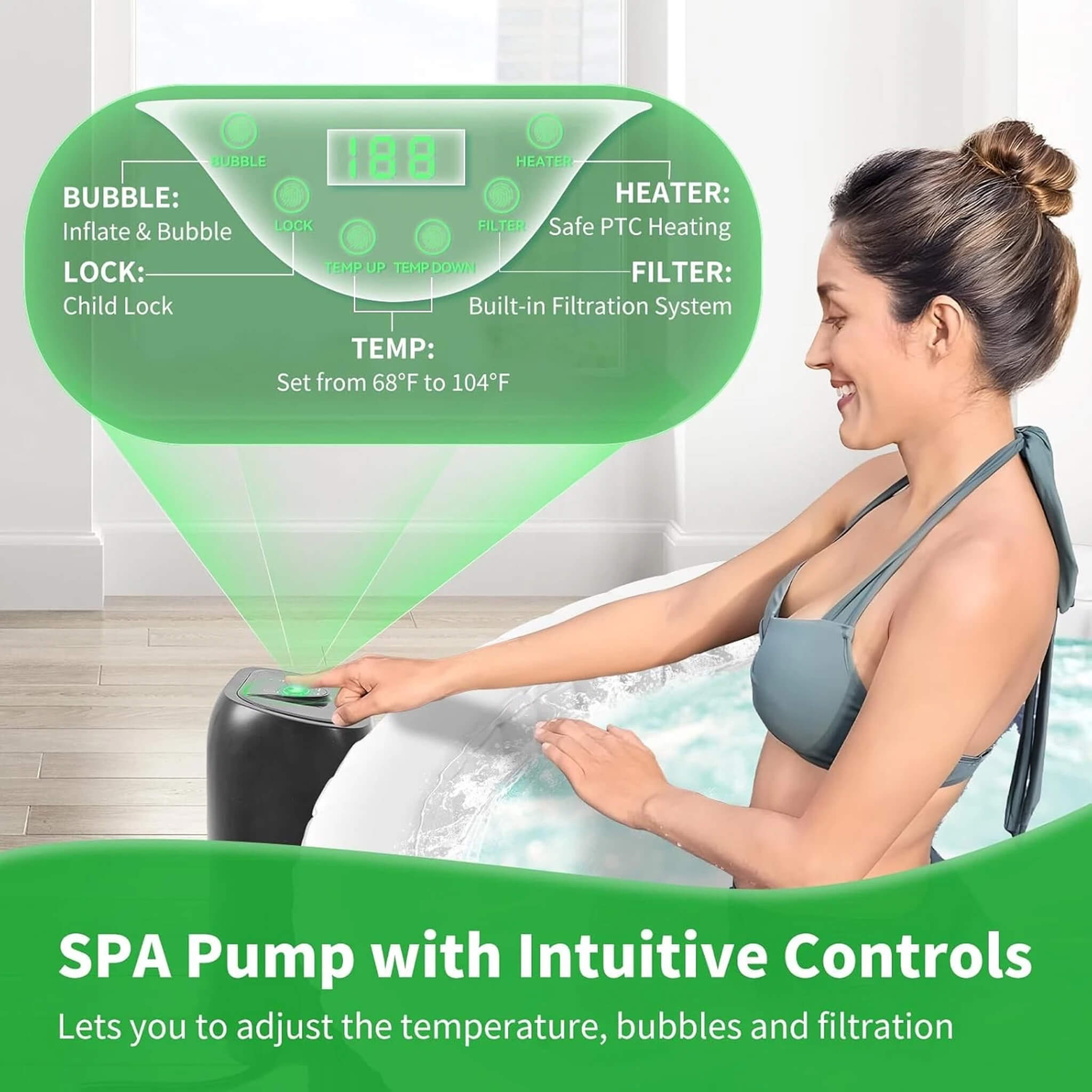 Premium Large 4-Person Inflatable Hot Tub Kit With 8-Color LED Lights (SAK20759) – SAKSBY WHOLESALE, view 7