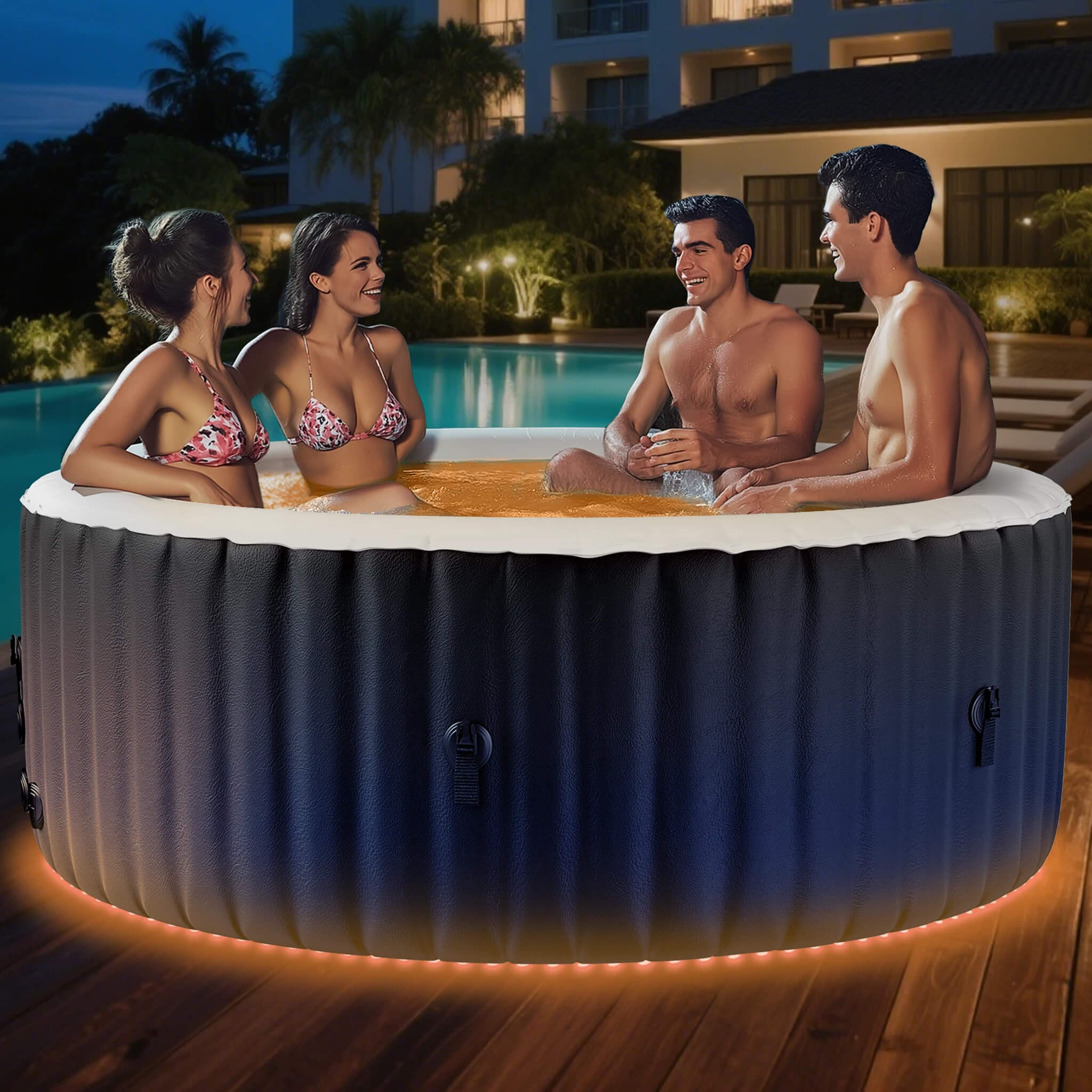 Premium Large 4-Person Inflatable Hot Tub Kit With 8-Color LED Lights (SAK20759) – SAKSBY WHOLESALE, view 10