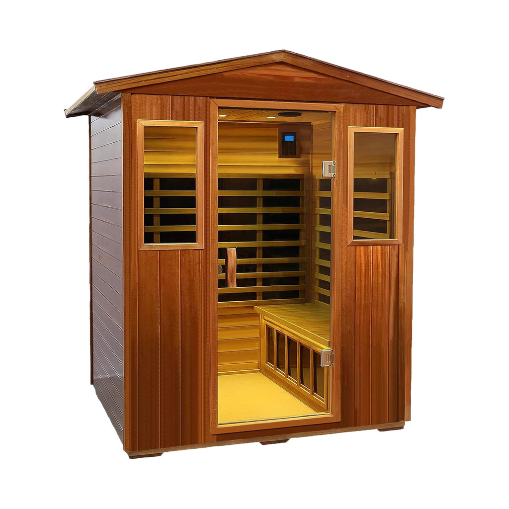 Thermora Moretti 4-Person Outdoor Mahogany Full Spectrum Ultra-Low EMF FAR Infrared Sauna With Chromotherapy And Bluetooth Sp