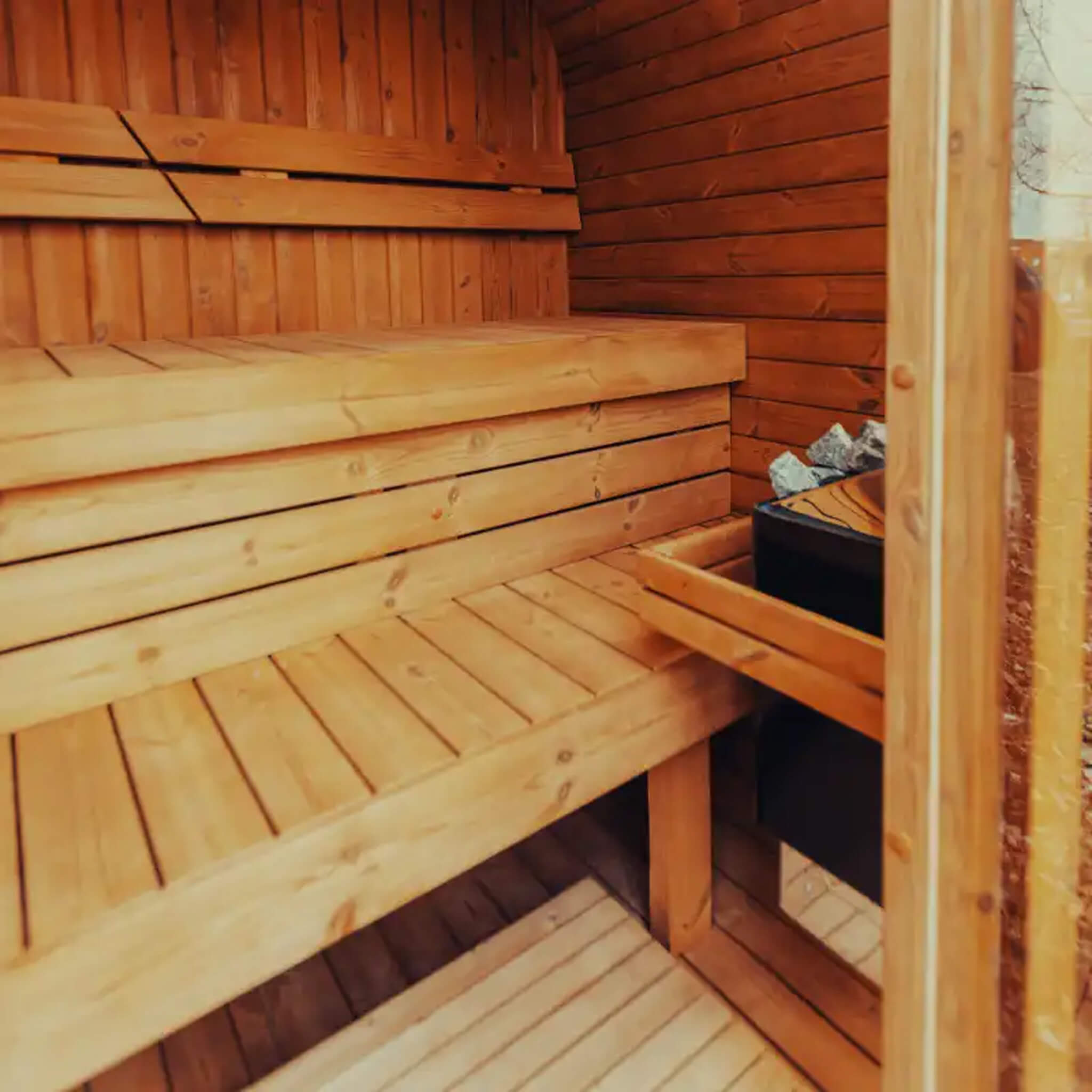 Premium 4-Person Outdoor Scandinavian ThermoWood Cube Sauna Kit With LED Lighting (SAK25470) – SAKSBY WHOLESALE, view 5