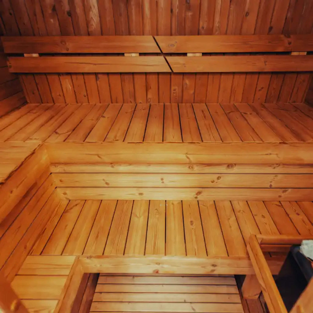 Premium 4-Person Outdoor Scandinavian ThermoWood Cube Sauna Kit With LED Lighting (SAK25470) – SAKSBY WHOLESALE, view 4
