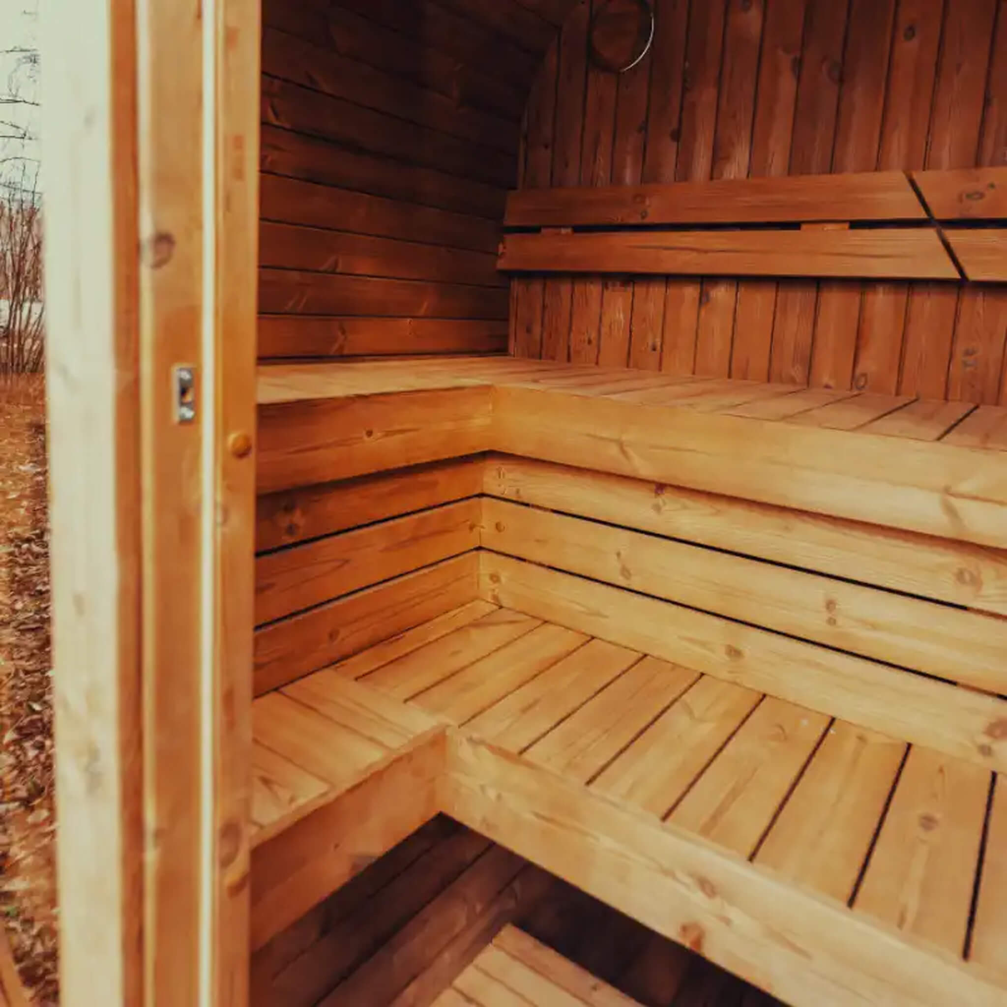 Premium 4-Person Outdoor Scandinavian ThermoWood Cube Sauna Kit With LED Lighting (SAK25470) – SAKSBY WHOLESALE, view 3