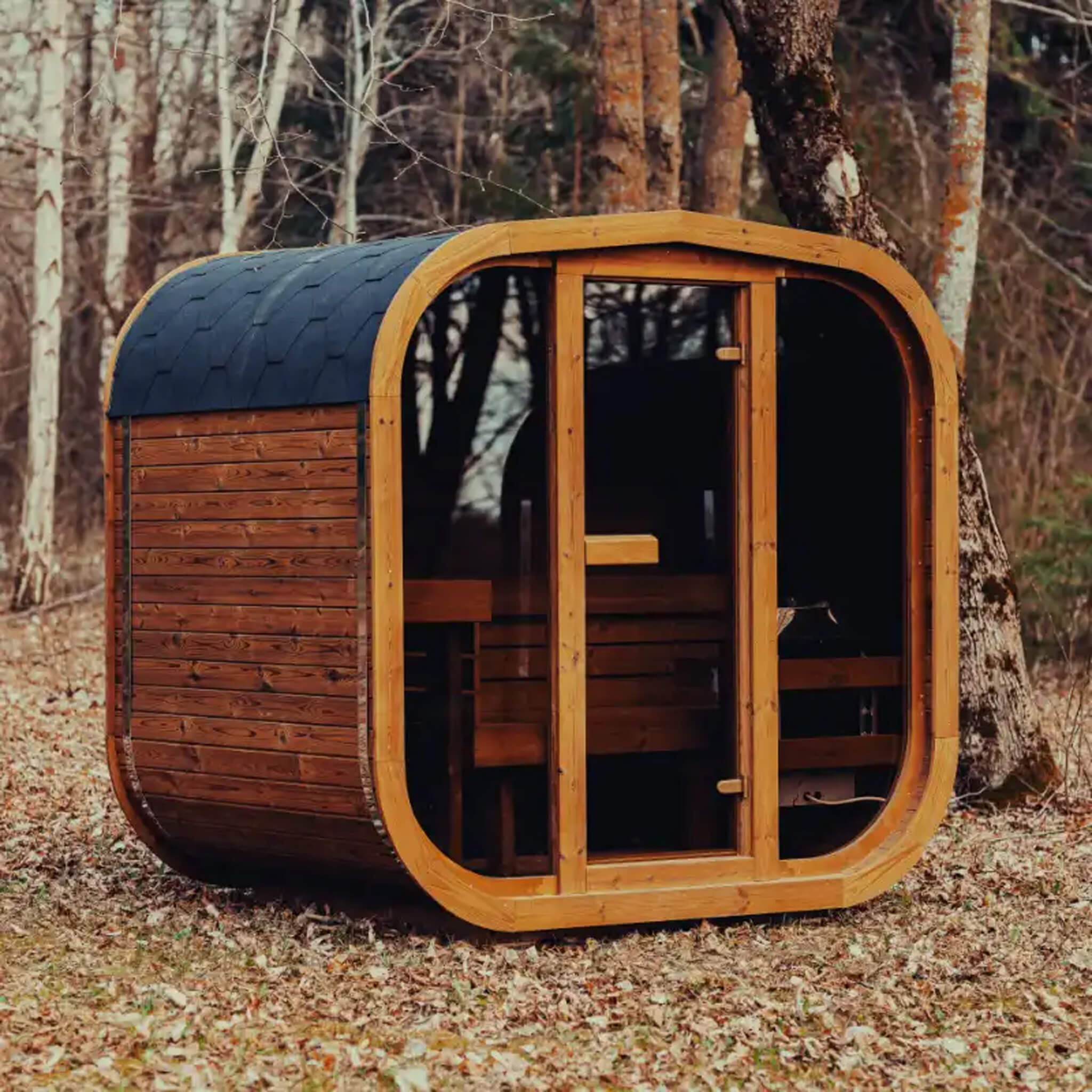 Premium 4-Person Outdoor Scandinavian ThermoWood Cube Sauna Kit With LED Lighting (SAK25470) – SAKSBY WHOLESALE, view 10