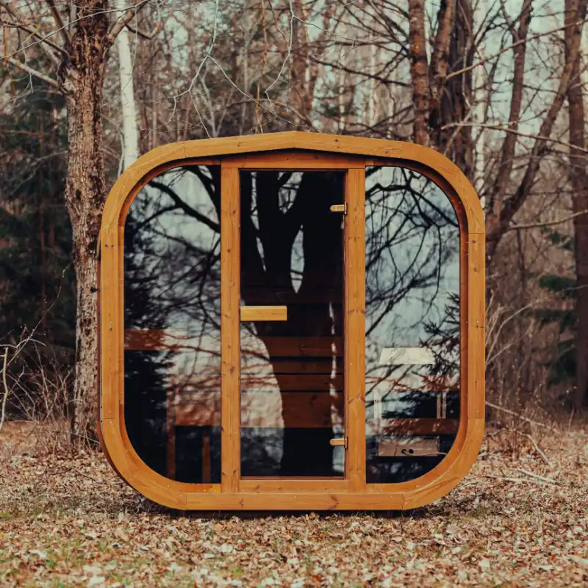 Premium 4-Person Outdoor Scandinavian ThermoWood Cube Sauna Kit With LED Lighting (SAK25470) – SAKSBY WHOLESALE, view 9