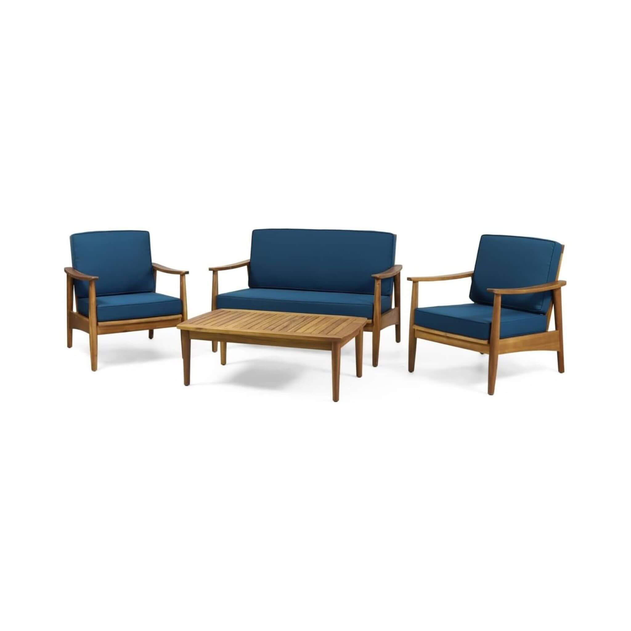 Alora Premium 4-Piece Wooden Outdoor Patio Conversation Seating Set With Cushions (SAK31469) – SAKSBY WHOLESALE, view 4