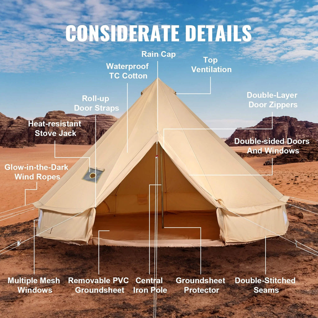 Premium 4-Season Camping Canvas Bell Yurt Tent With Stove Jack (SAK47589) – SAKSBY WHOLESALE, view 6