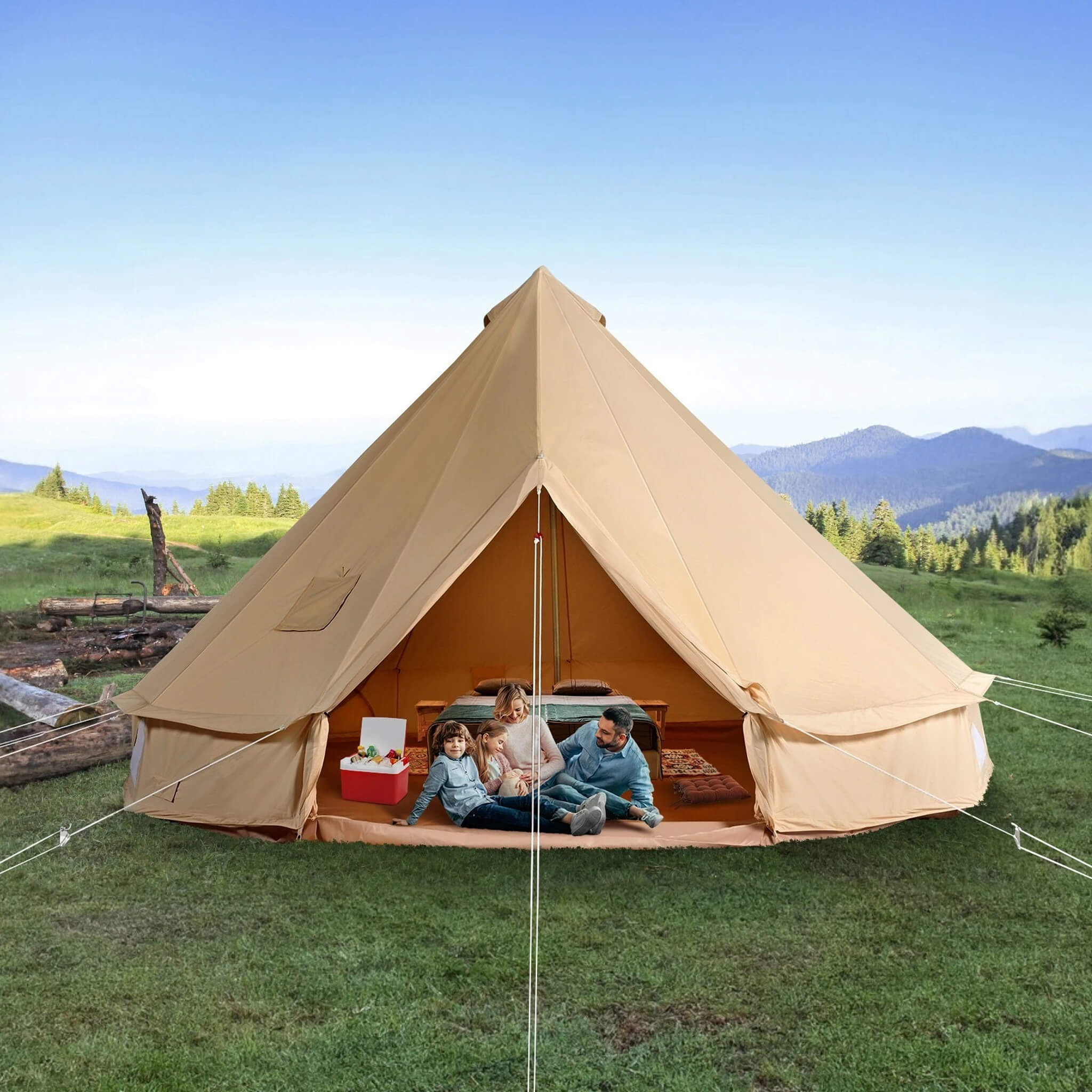 Premium 4-Season Camping Canvas Bell Yurt Tent With Stove Jack (SAK47589) – SAKSBY WHOLESALE