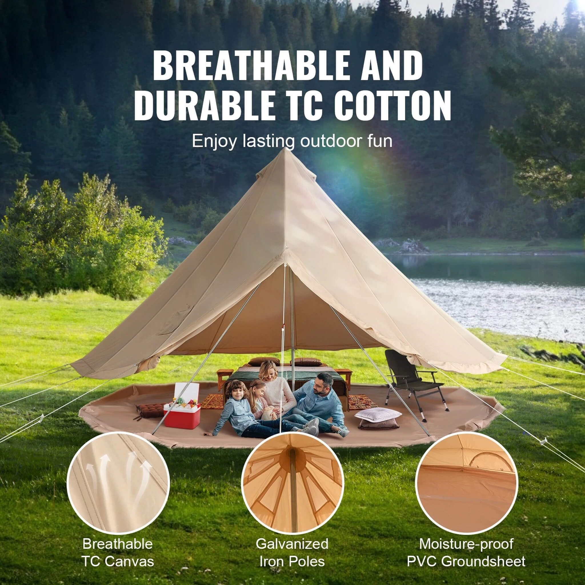 Premium 4-Season Camping Canvas Bell Yurt Tent With Stove Jack (SAK47589) – SAKSBY WHOLESALE, view 4