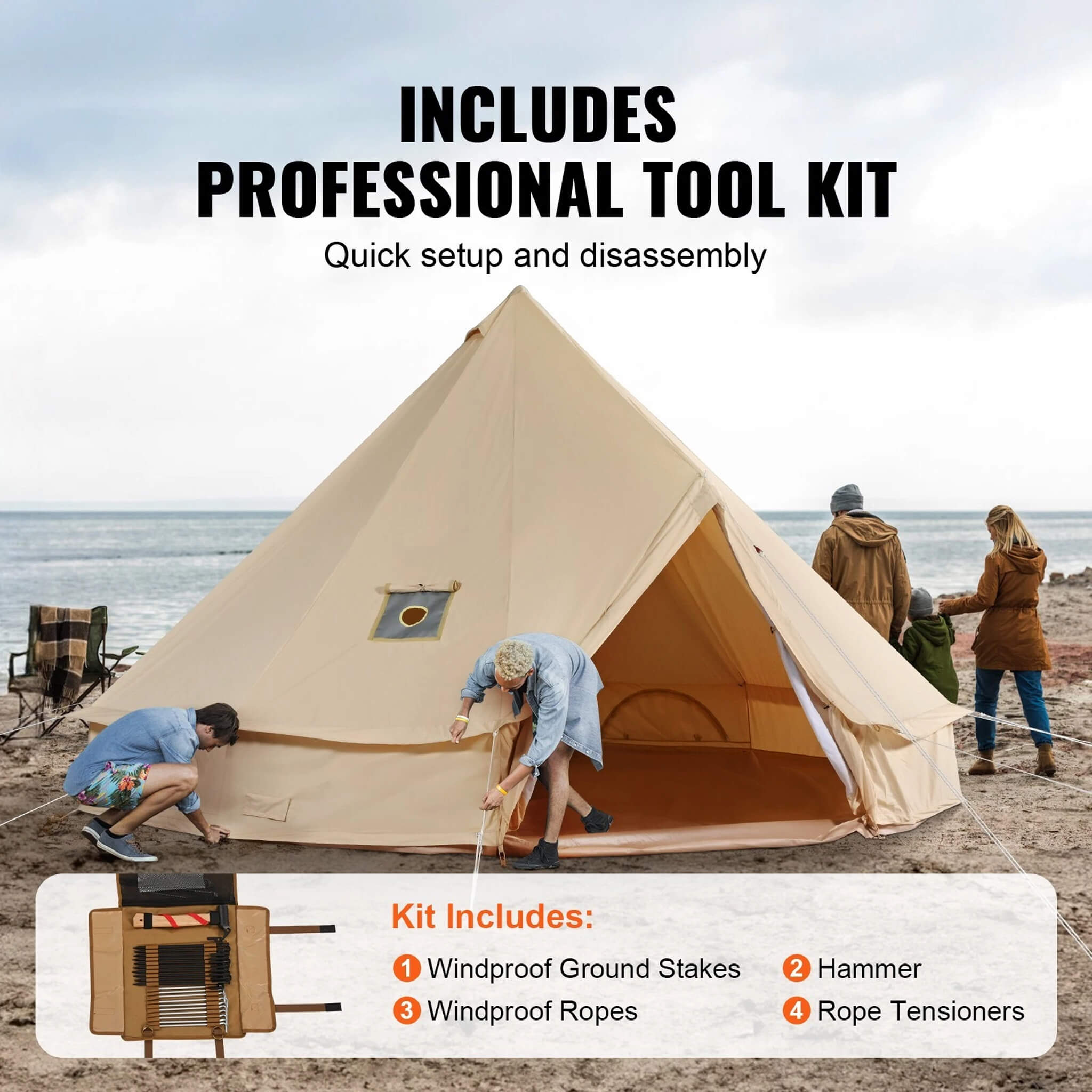 Premium 4-Season Camping Canvas Bell Yurt Tent With Stove Jack (SAK47589) – SAKSBY WHOLESALE, view 5