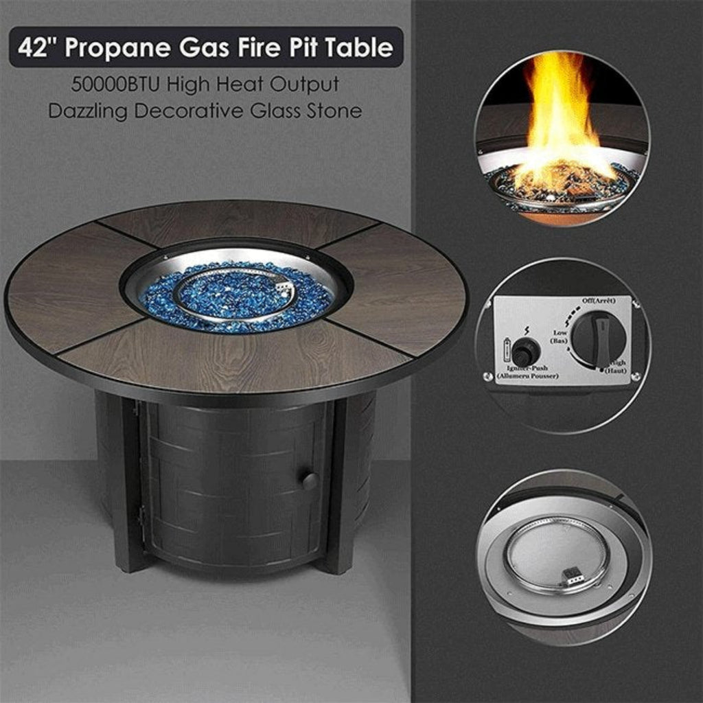 Alora Premium 42-Inch Outdoor 50K BTU Propane Patio Gas Fire Pit Coffee Table W/ Cover (SAK95331) – SAKSBY WHOLESALE, view 2