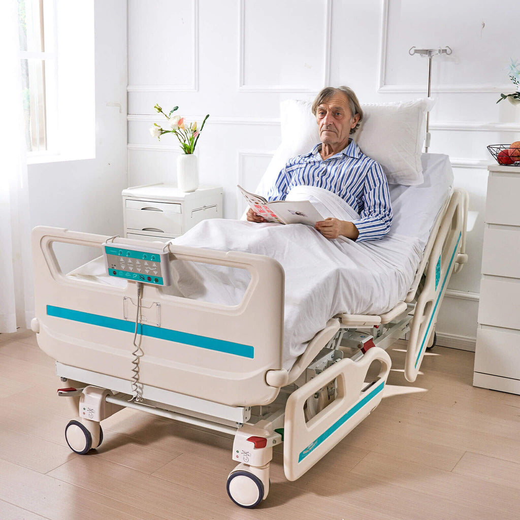 Premium 5-Function Electric Adjustable Medical Hospital Bed With Cardiac Position, 550LBS (SAK62312) – SAKSBY WHOLESALE, view