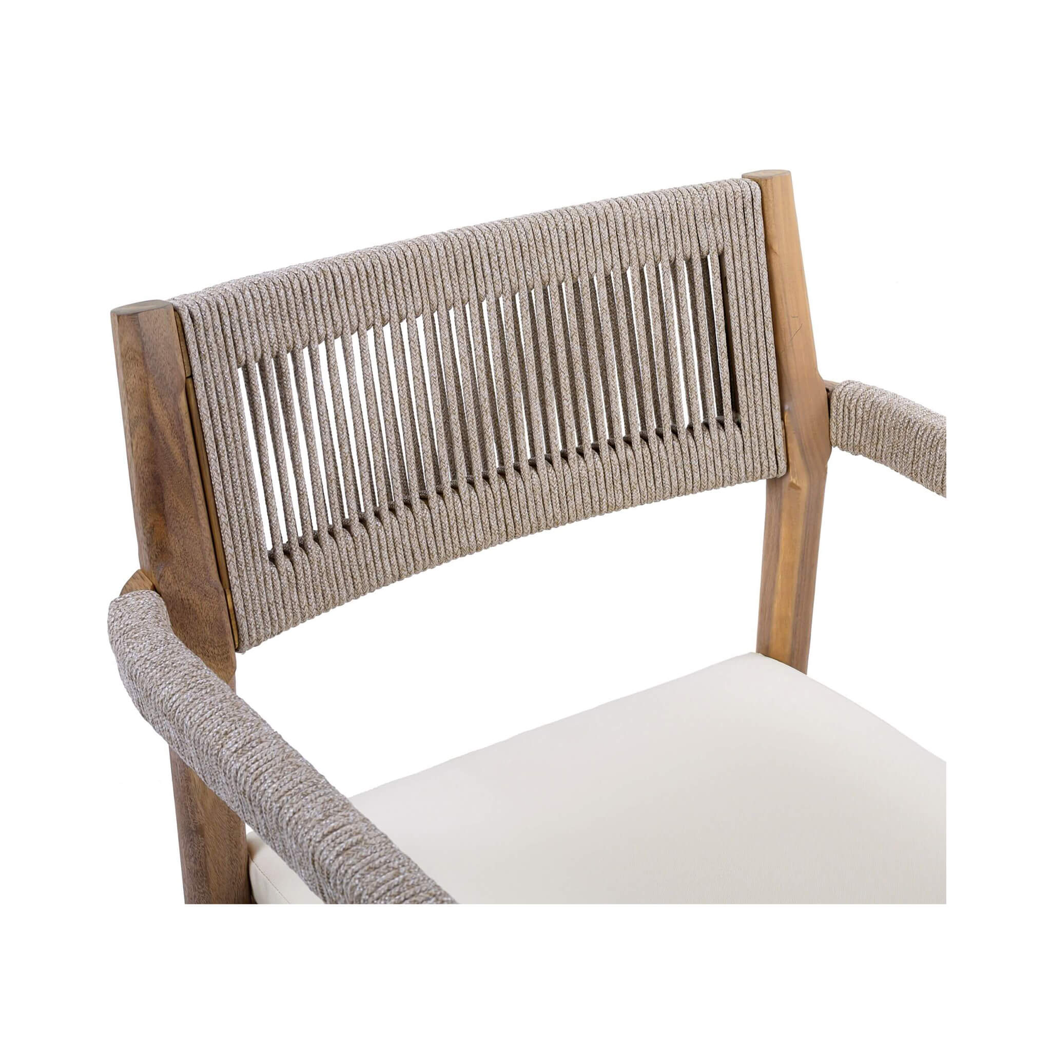 Alora Premium 5-Piece Outdoor Acacia Wood Patio Furniture Set With Braided Dining Chairs, Cushions, And Dining Table (SAK2675