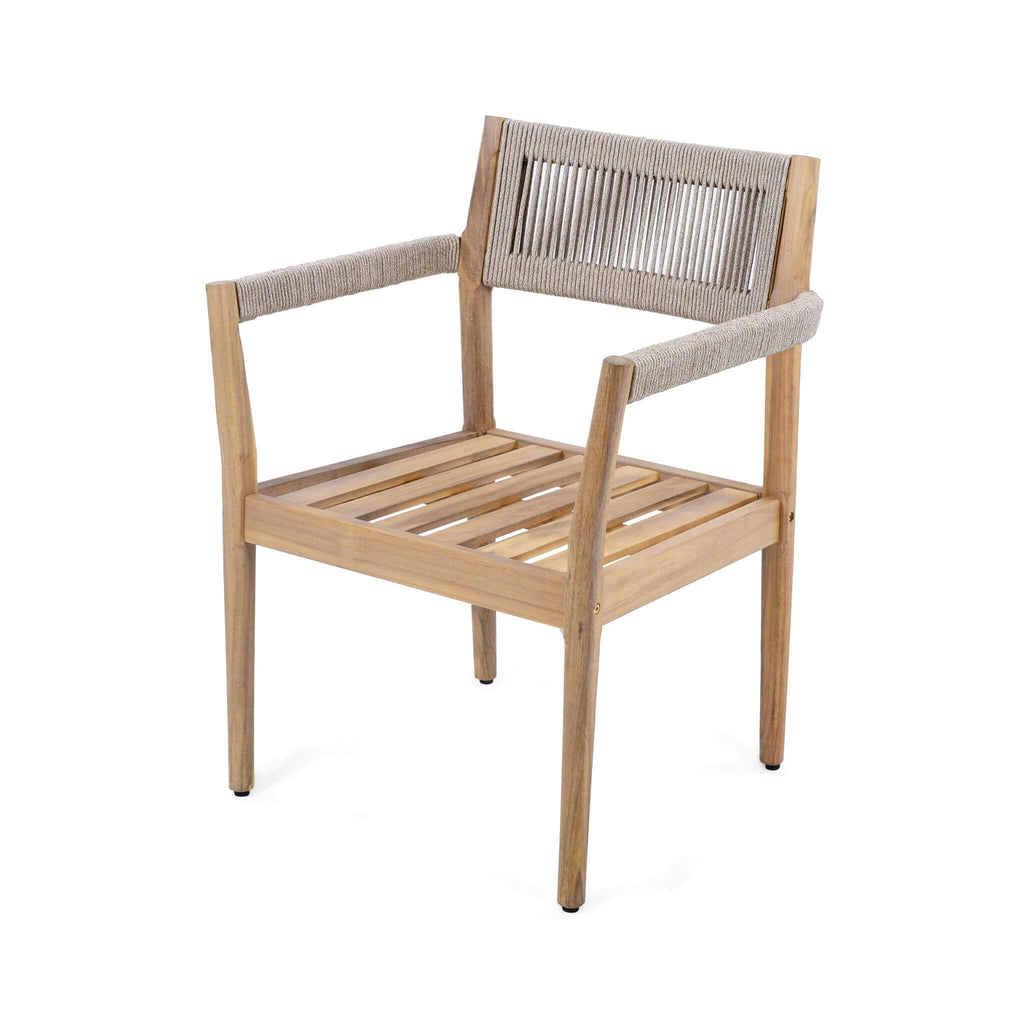 Alora Premium 5-Piece Outdoor Acacia Wood Patio Furniture Set With Braided Dining Chairs, Cushions, And Dining Table (SAK2675