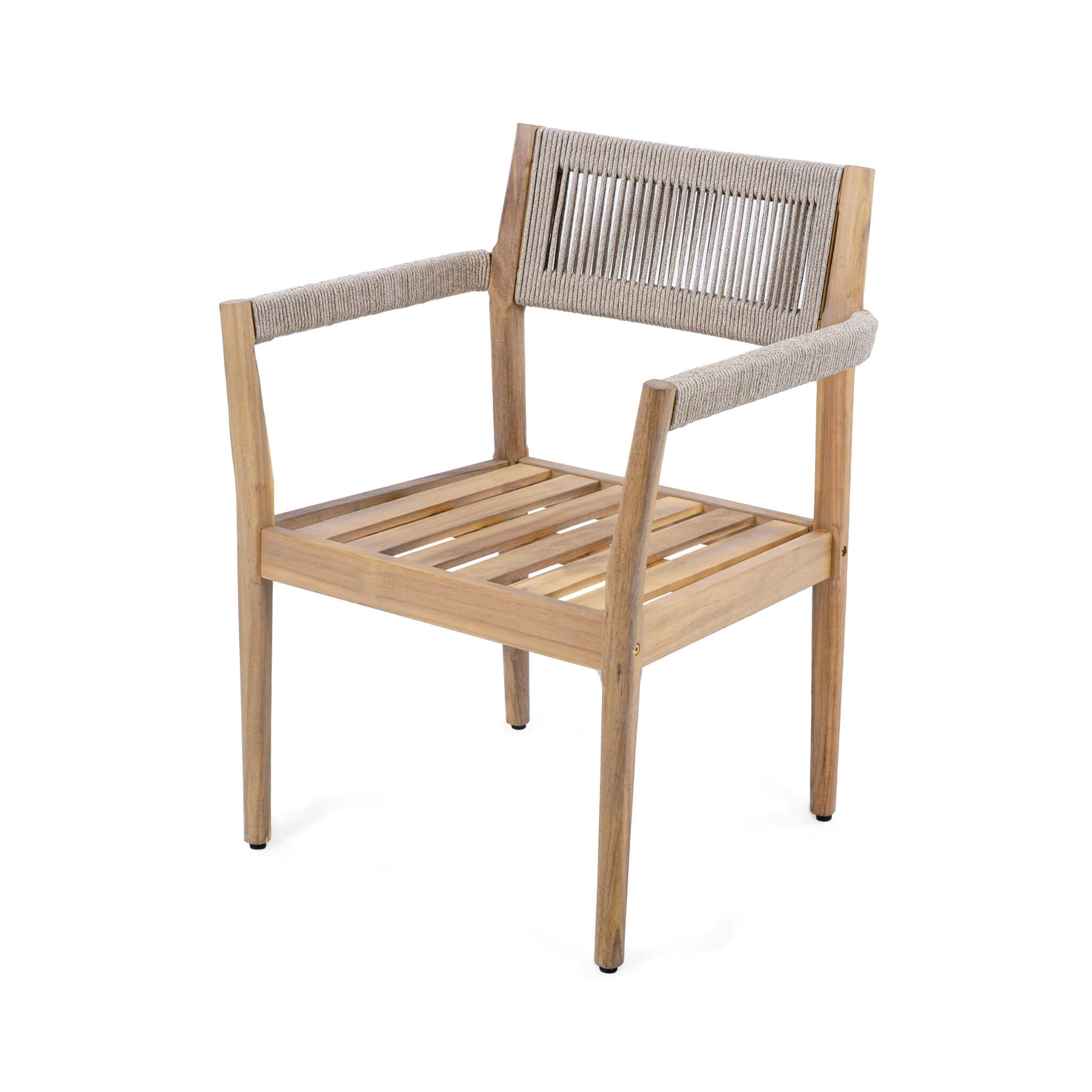 Alora Premium 5-Piece Outdoor Acacia Wood Patio Furniture Set With Braided Dining Chairs, Cushions, And Dining Table (SAK2675