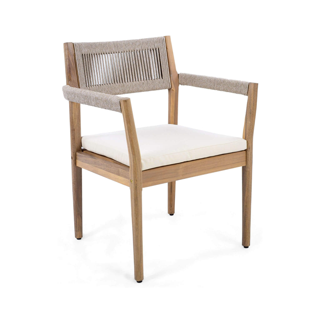 Alora Premium 5-Piece Outdoor Acacia Wood Patio Furniture Set With Braided Dining Chairs, Cushions, And Dining Table (SAK2675