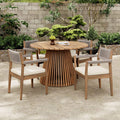 Alora Premium 5-Piece Outdoor Acacia Wood Patio Furniture Set With Braided Dining Chairs, Cushions, And Dining Table (SAK2675