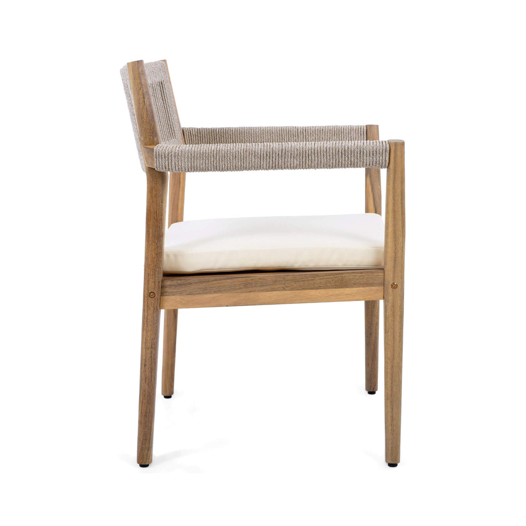 Alora Premium 5-Piece Outdoor Acacia Wood Patio Furniture Set With Braided Dining Chairs, Cushions, And Dining Table (SAK2675