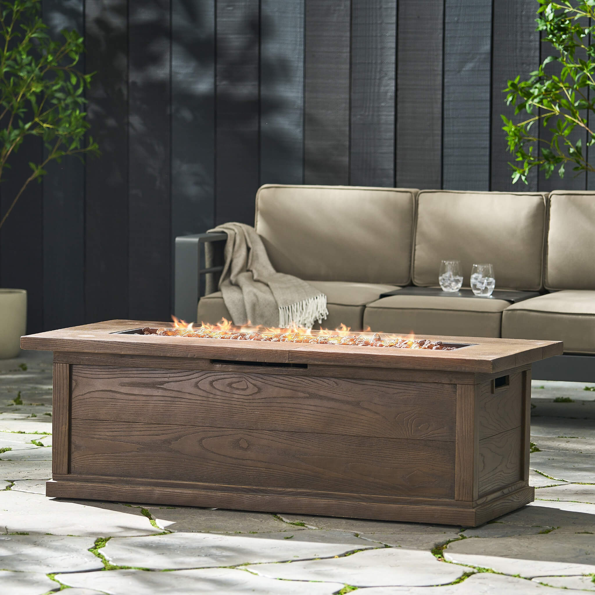 Alora Premium 56" Transitional Rectangular Outdoor Propane Gas Fire Pit Table, 50K BTU (SAK25790) – SAKSBY WHOLESALE, view 5