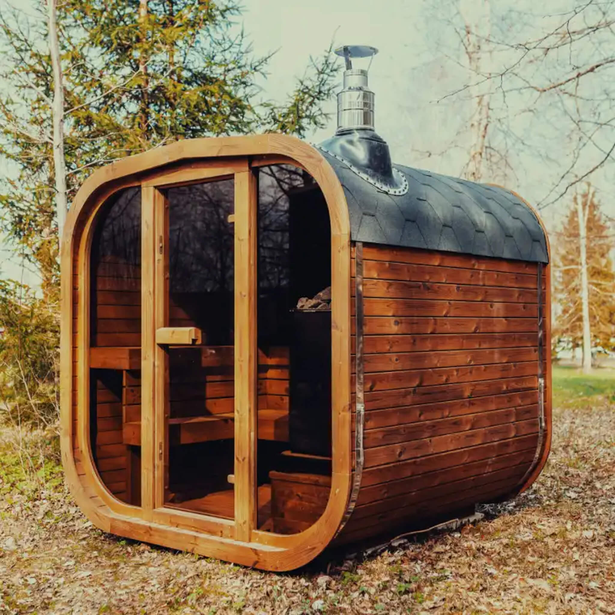 Premium 6-Person Outdoor Scandinavian ThermoWood Cube Sauna Kit With LED Lighting (SAK89146) – SAKSBY WHOLESALE, view 10