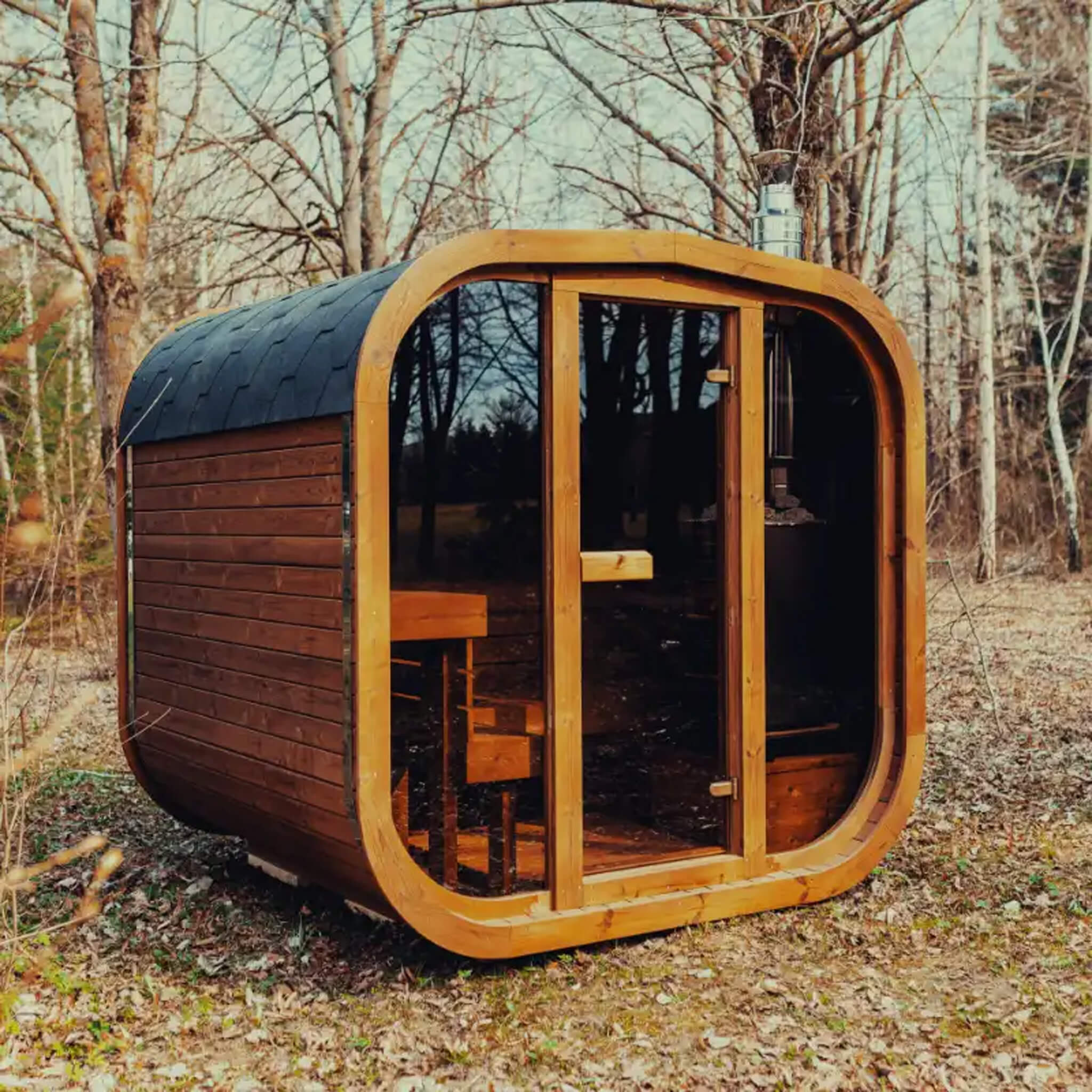 Premium 6-Person Outdoor Scandinavian ThermoWood Cube Sauna Kit With LED Lighting (SAK89146) – SAKSBY WHOLESALE, view 12